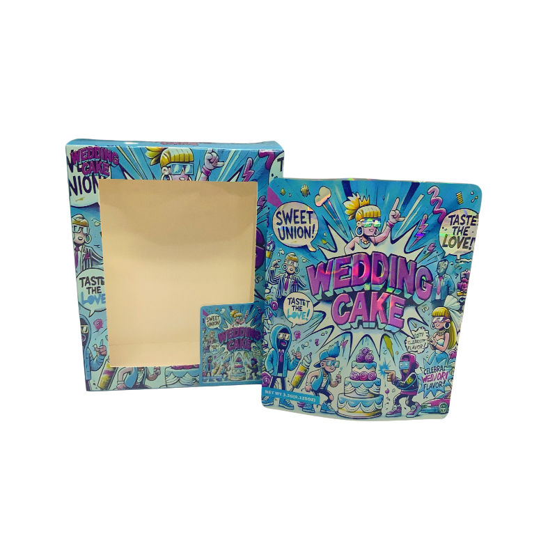 25 Pack - Bag-n-Box 3.5g Mylar Packaging Set - Wedding Cake - BAGNBOX-WIN-061