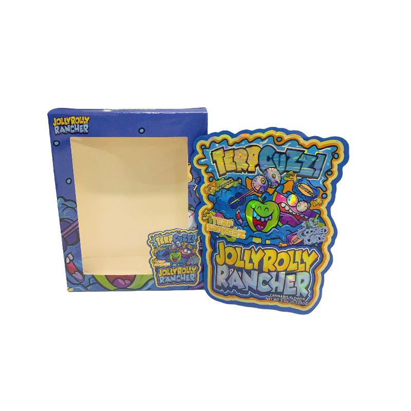 25 Pack - Bag-n-Box 3.5g Mylar Packaging Set - Terpcuzzi JollyRolly Rancher - BAGNBOX-WIN-066