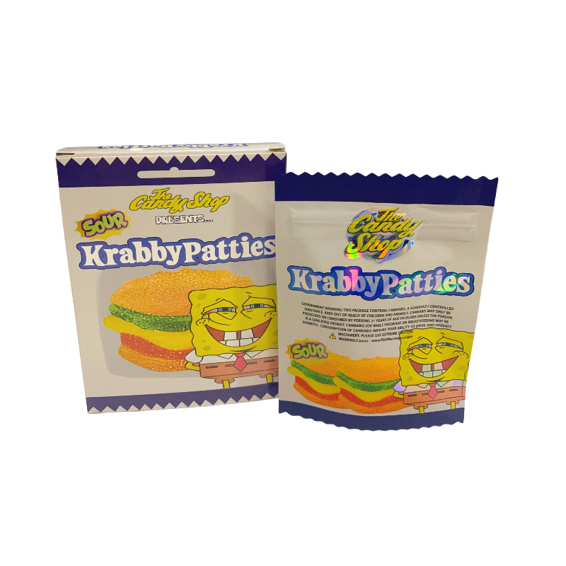 25 Pack - Bag-n-Box 3.5g Mylar Packaging Set - The Candy Shop Krabbypatties - BAGNBOX-WIN-067 - Image 2
