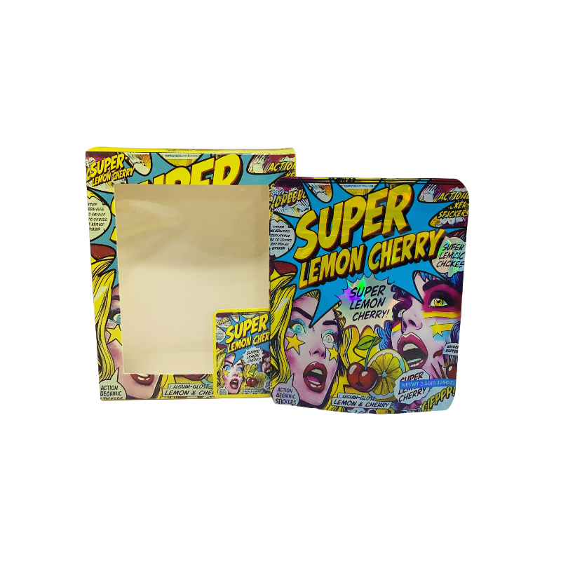 25 Pack - Bag-n-Box 3.5g Mylar Packaging Set - Super Lemon Cherry - BAGNBOX-WIN-076