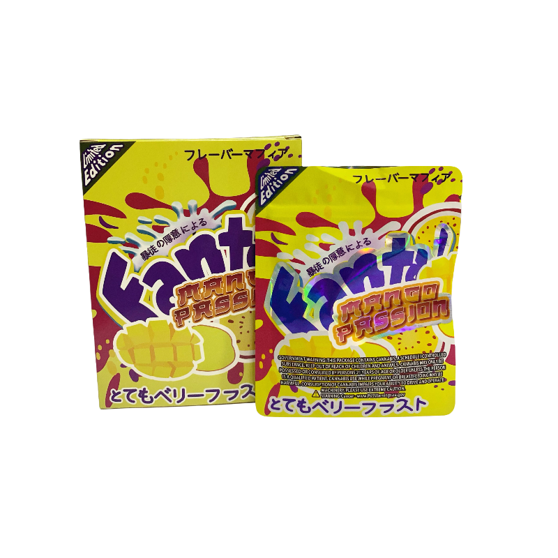 25 Pack - Bag-n-Box 3.5g Mylar Packaging Set - Fanta Mango Passion - BAGNBOX-WIN-083 - Image 2