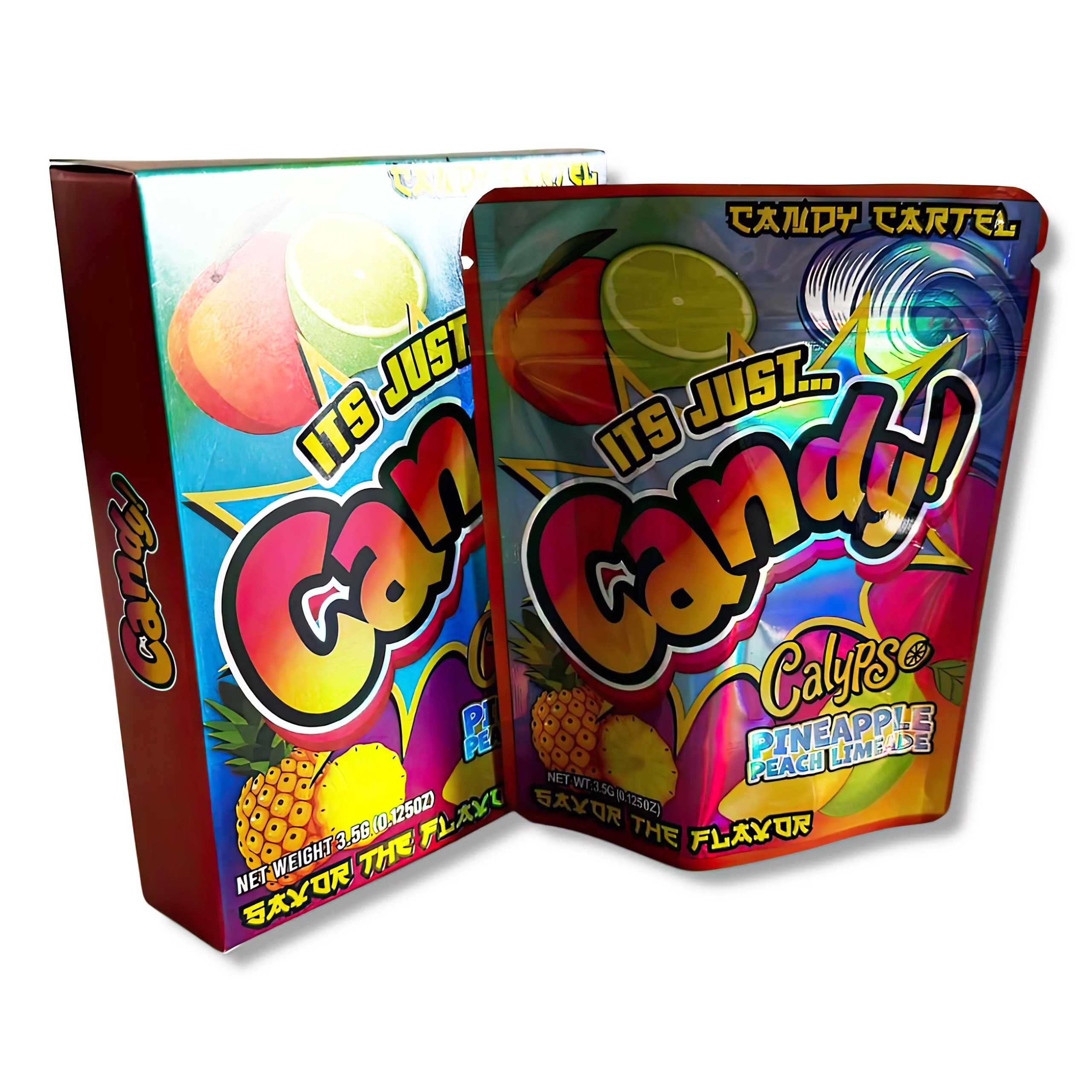Bag-n-Box 3.5g Mylar Packaging Set – (25 Count Bags) + (25 Count) Display Boxes - Its Just Candy Calypso BAGNBOX-029