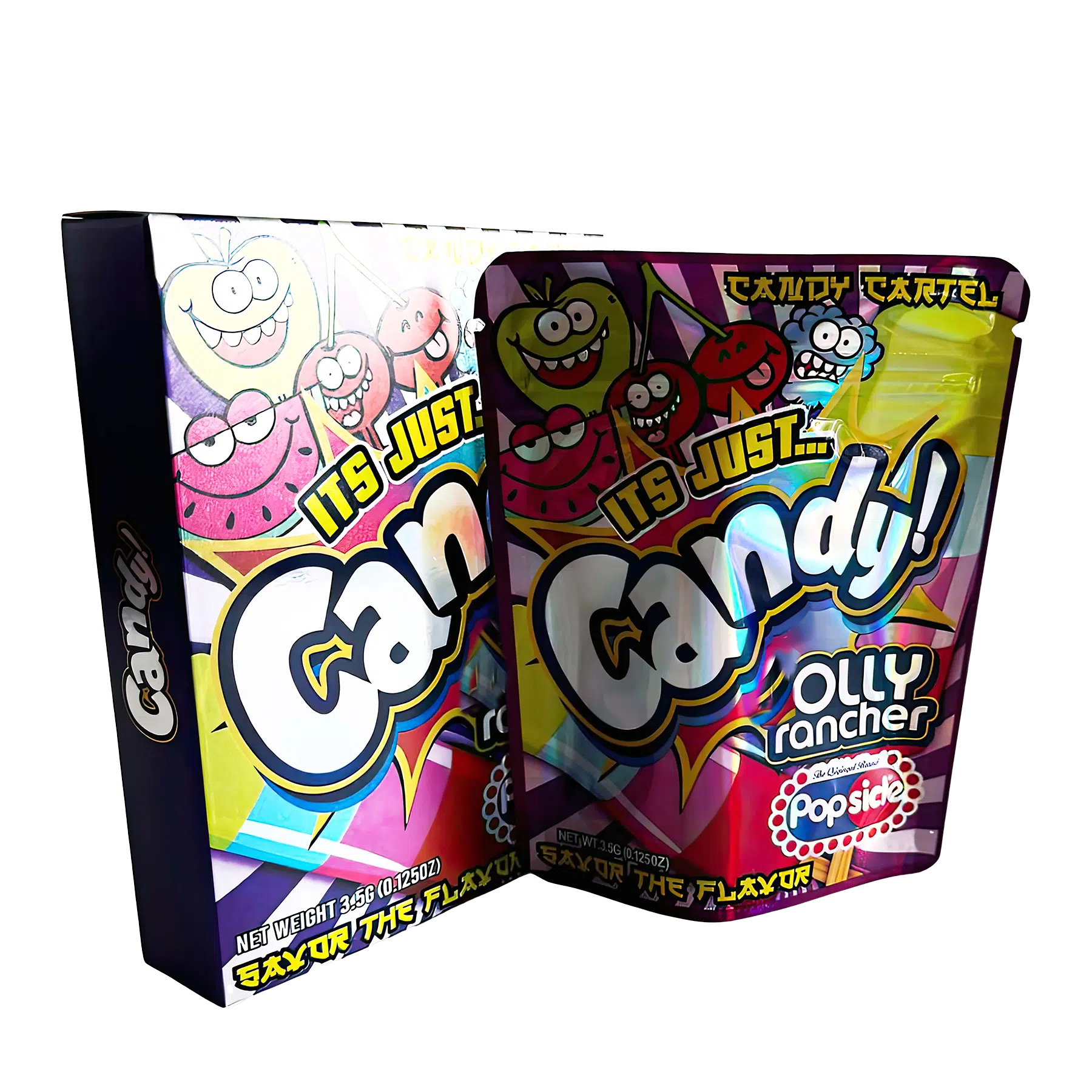 Bag-n-Box 3.5g Mylar Packaging Set – (25 Count Bags) + (25 Count) Display Boxes - Its Just Candy Holly Rancher BAGNBOX-033