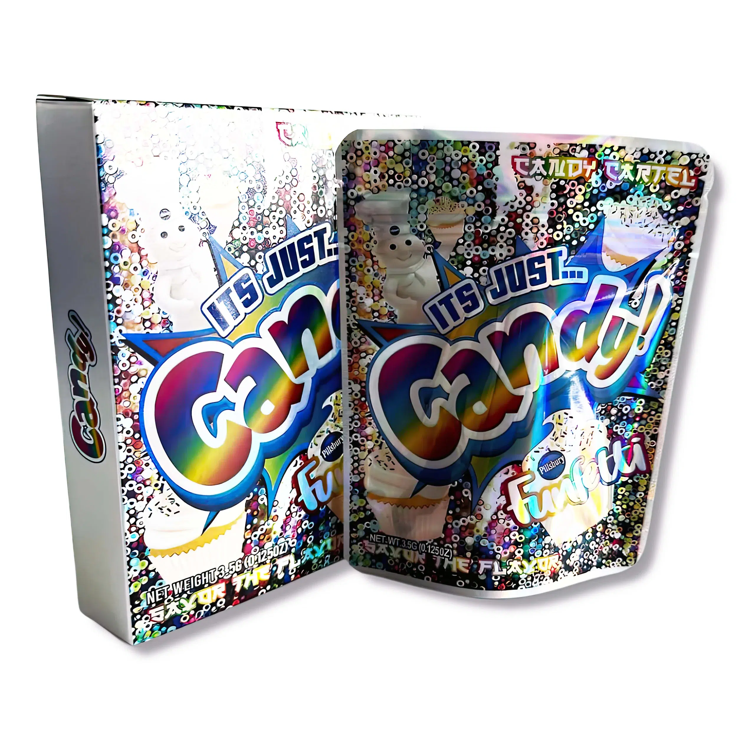 Bag-n-Box 3.5g Mylar Packaging Set – (25 Count Bags) + (25 Count) Display Boxes - Its Just Candy FunFetti BAGNBOX-034