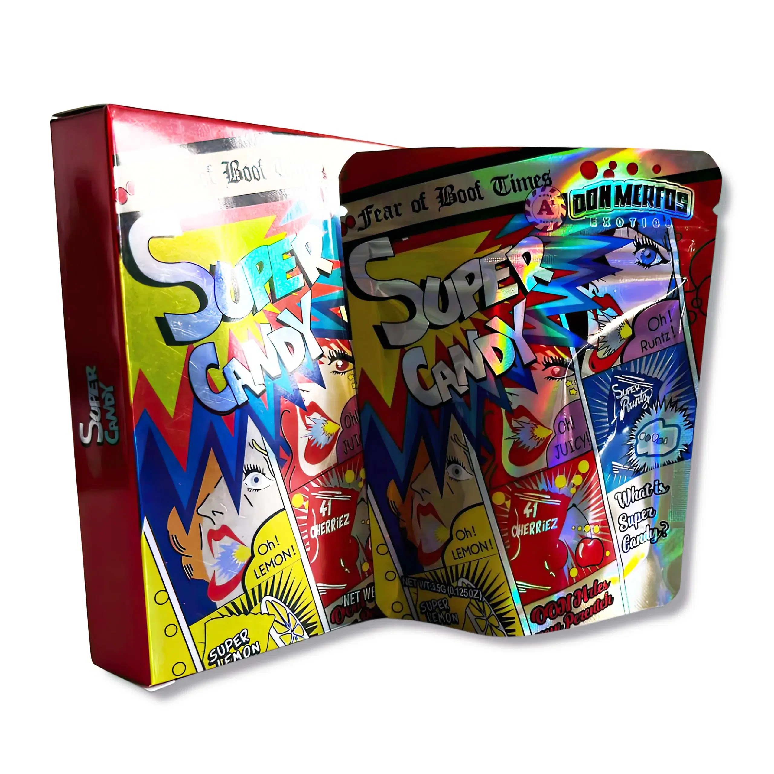 Bag-n-Box 3.5g Mylar Packaging Set – (25 Count Bags) + (25 Count) Display Boxes - Super Candy BAGNBOX-057