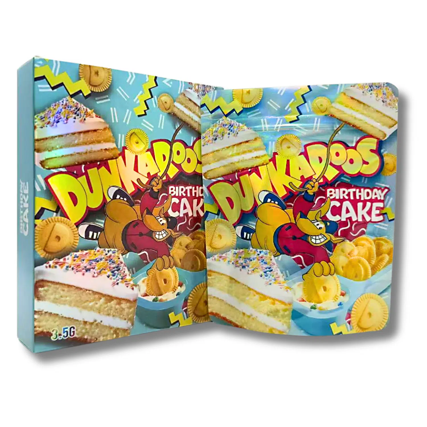 Bag-n-Box 3.5g Mylar Packaging Set – (25 Count Bags) + (25 Count) Display Boxes - Dunkaroos Birthday Cake BAGNBOX-082