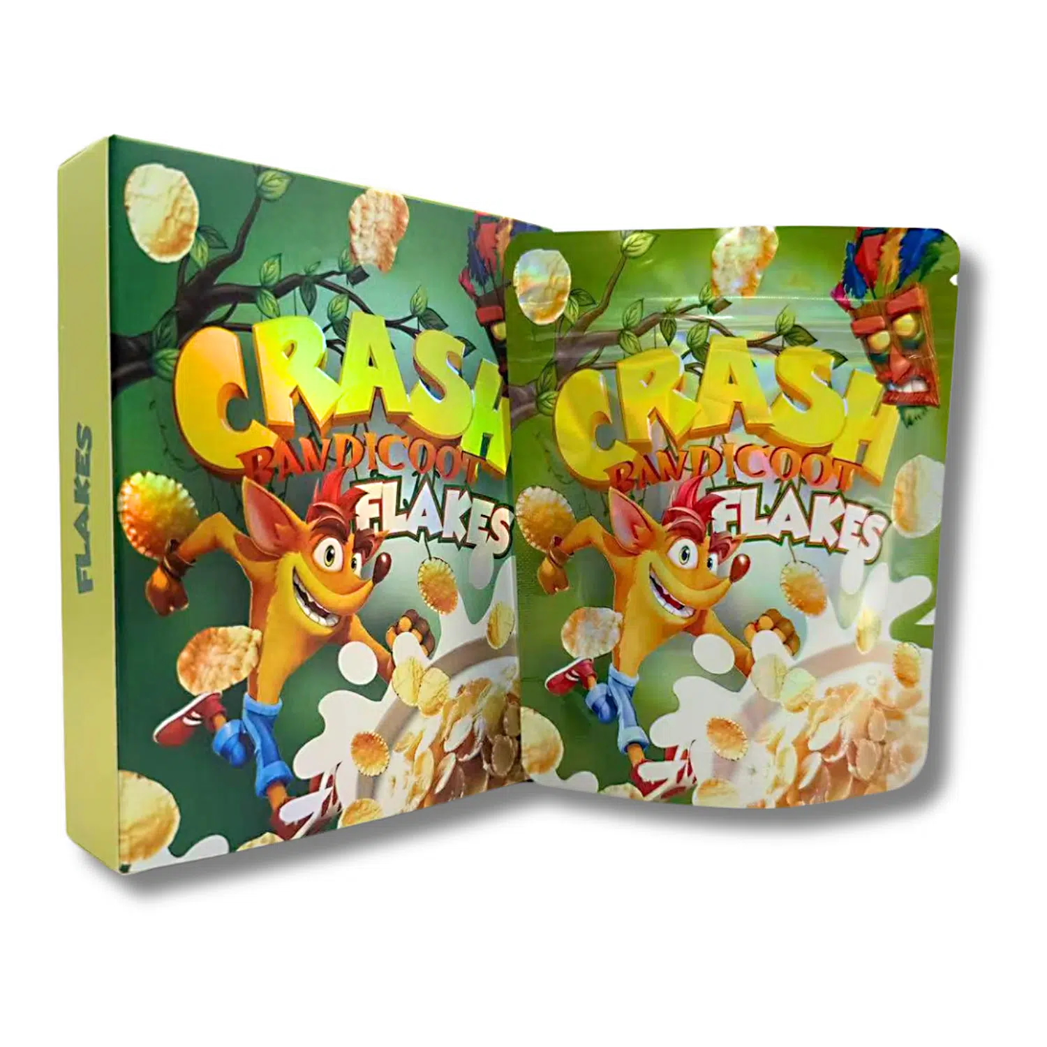 Bag-n-Box 3.5g Mylar Packaging Set – (25 Count Bags) + (25 Count) Display Boxes - Crash Bandicoot Flakes BAGNBOX-088