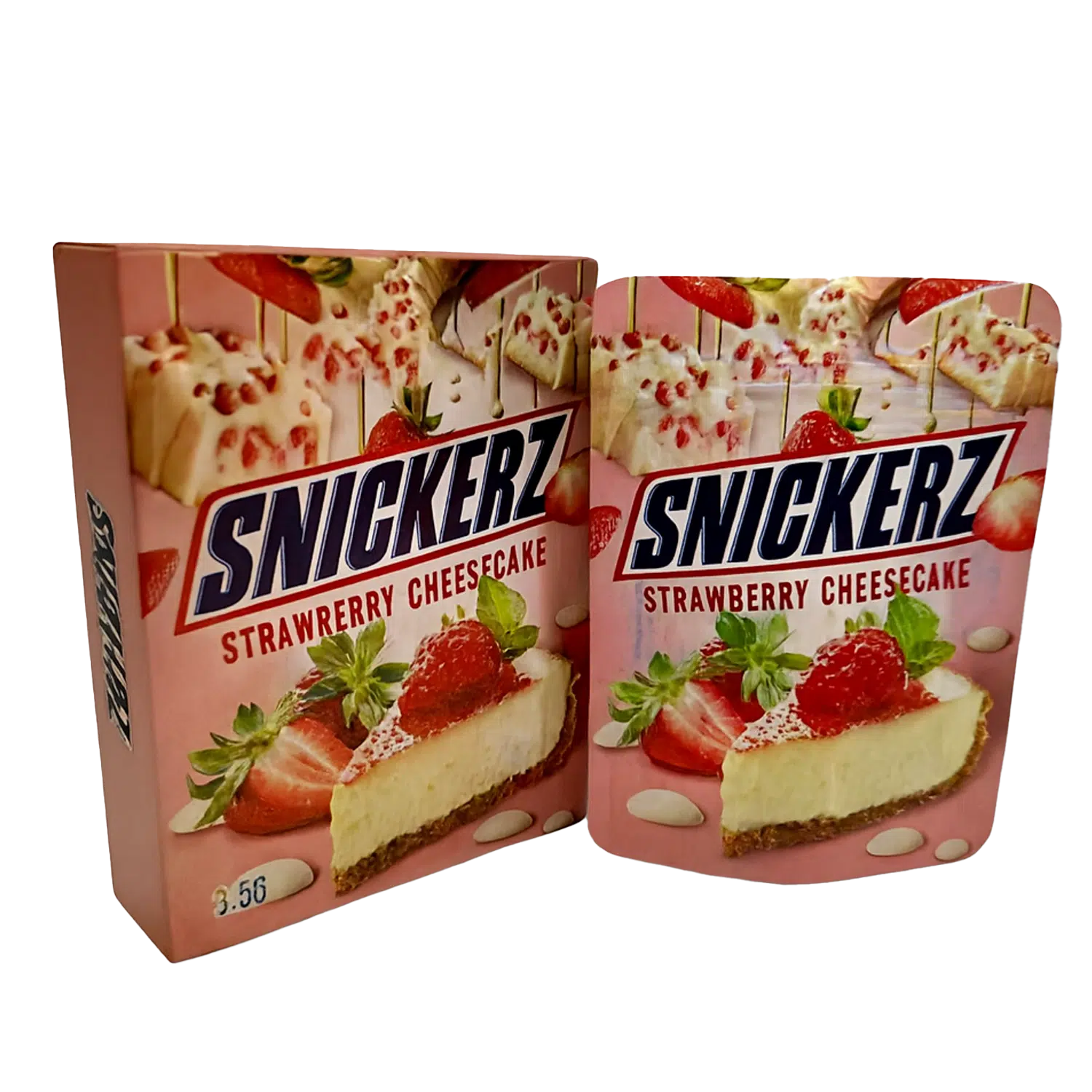 Bag-n-Box 3.5g Mylar Packaging Set – (25 Count Bags) + (25 Count) Display Boxes - Snickerz Strawberry Cheesecake BAGNBOX-098