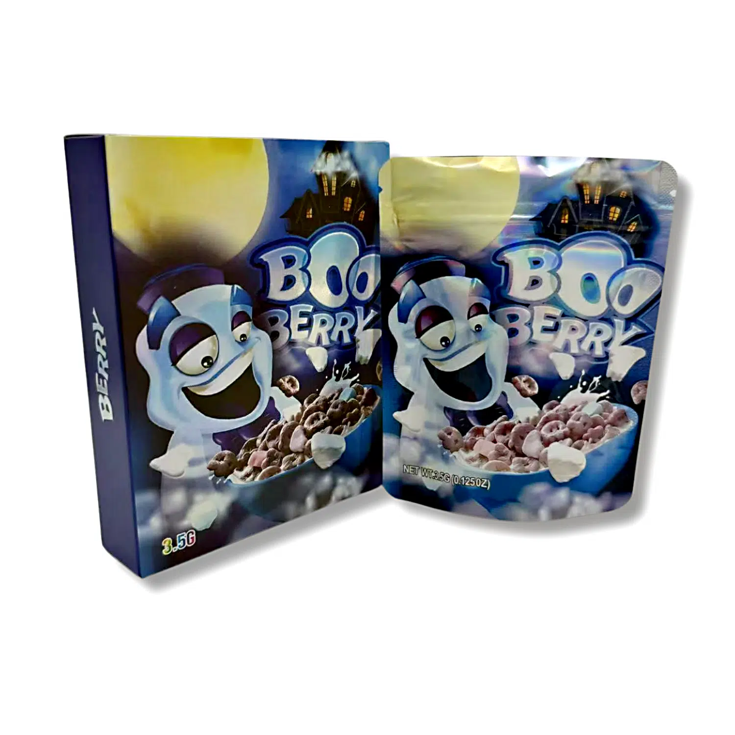 Bag-n-Box 3.5g Mylar Packaging Set – (25 Count Bags) + (25 Count) Display Boxes - Boo Berry BAGNBOX-102