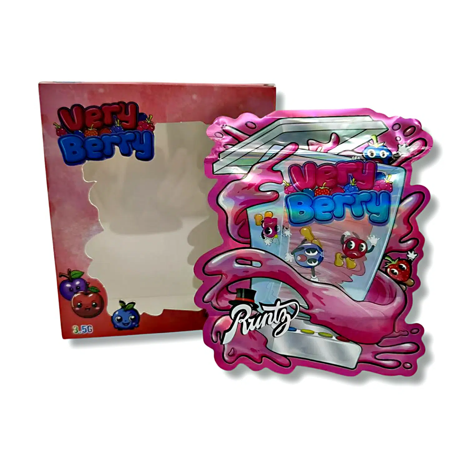 Bag-n-Box 3.5g Mylar Packaging Set – (25 Count Bags) + (25 Count) Display Boxes - Very Berry Runtz BAGNBOX-124
