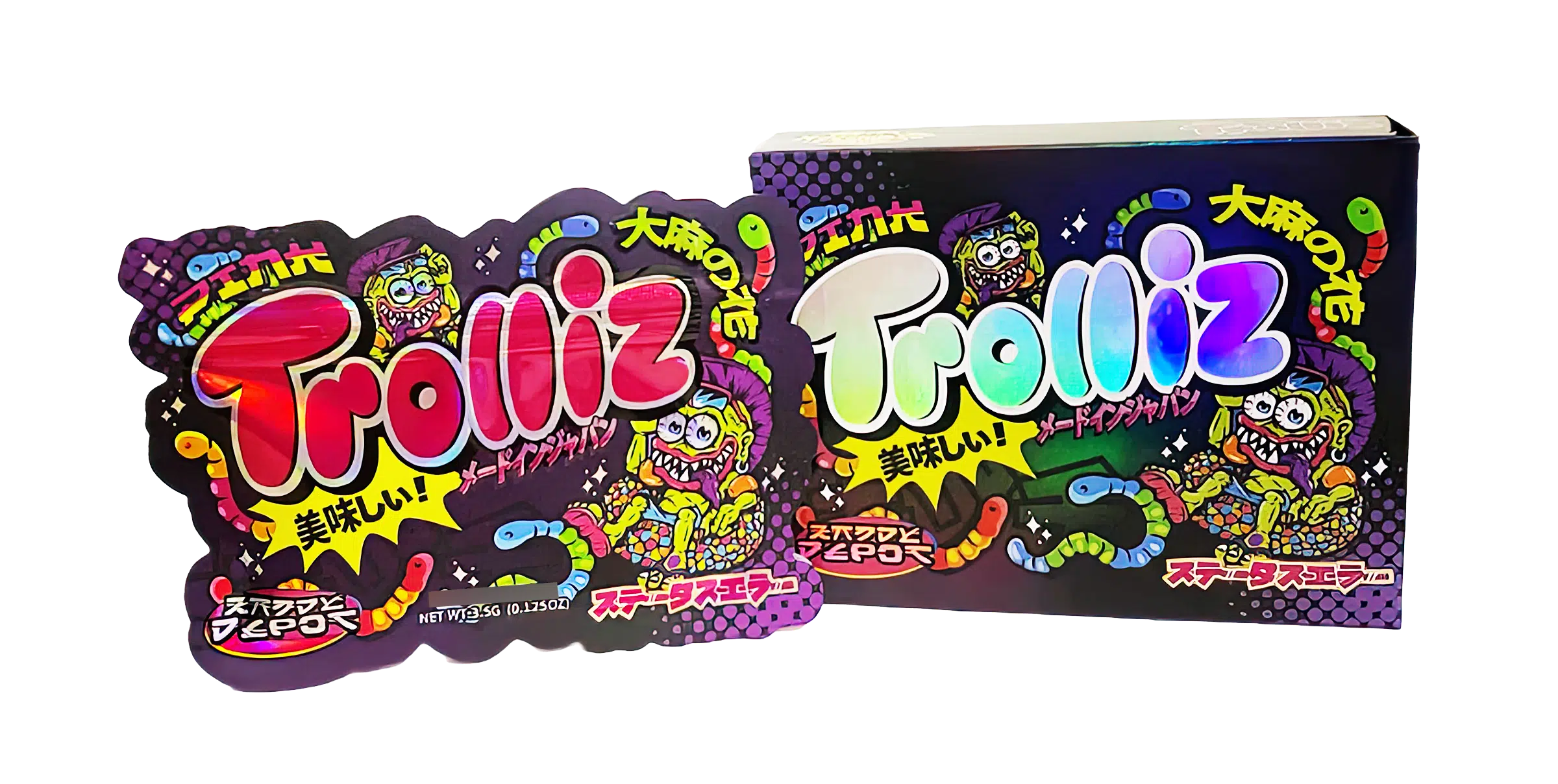 Bag-n-Box 3.5g Mylar Packaging Set (25 Count Bags + Display Boxes) - Trolliz BNB-Shaped-001