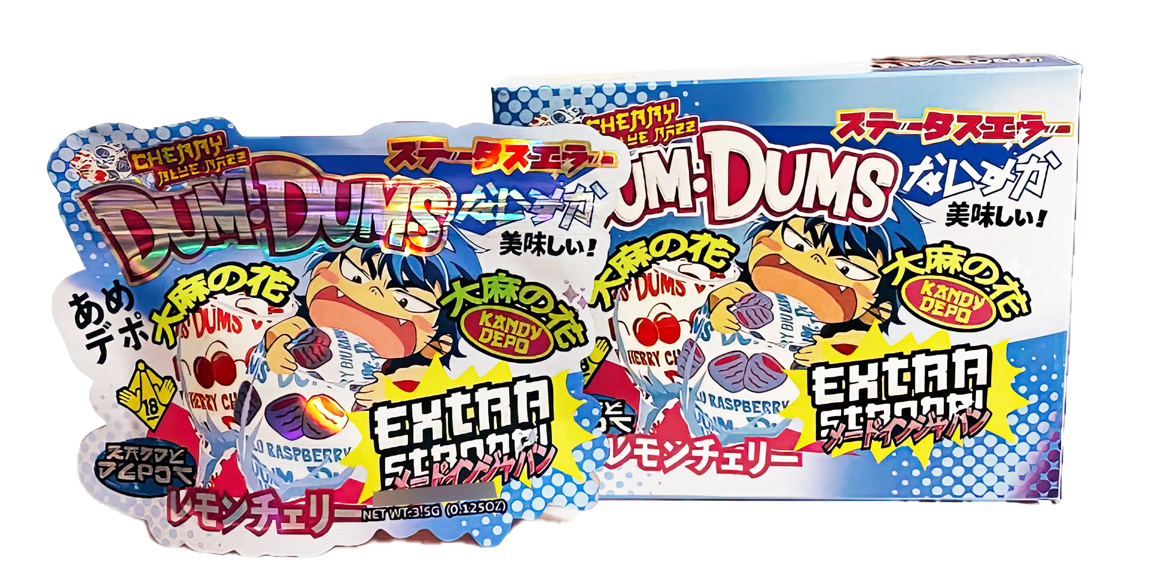 Bag-n-Box 3.5g Mylar Packaging Set (25 Count Bags + Display Boxes) - Cherry Dum Dums BNB-Shaped-004
