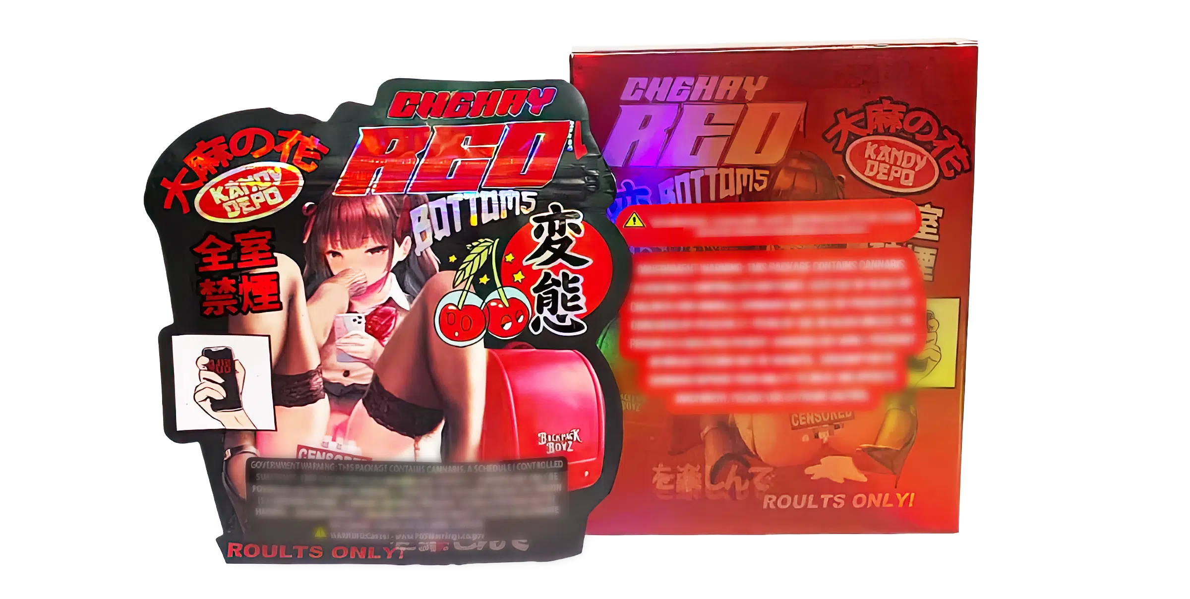 Bag-n-Box 3.5g Mylar Packaging Set (25 Count Bags + Display Boxes) - Cherry Red Bottoms BNB-Shaped-009 - Image 2