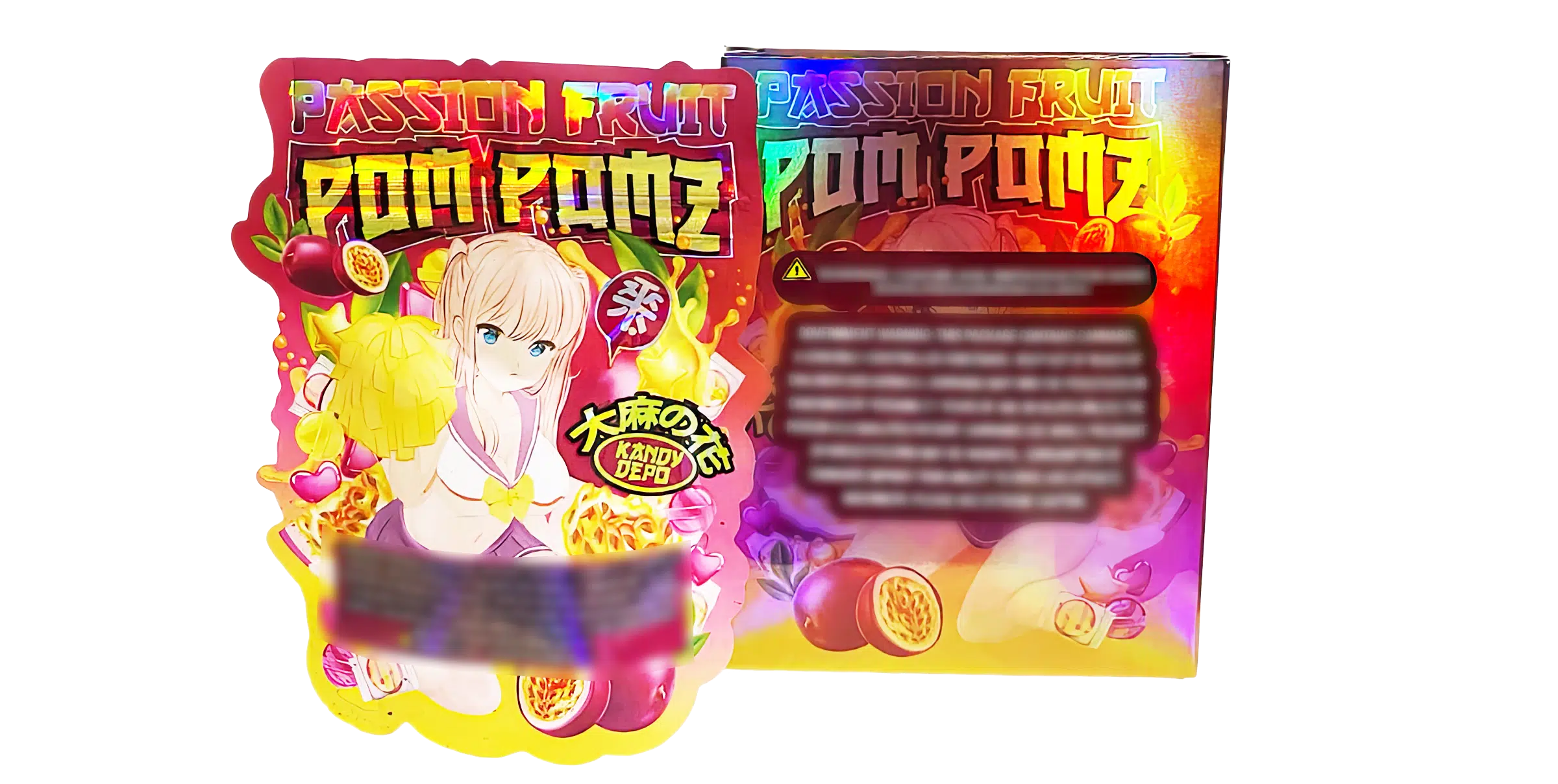Bag-n-Box 3.5g Mylar Packaging Set (25 Count Bags + Display Boxes) - Passion Fruit Pom Pomz BNB-Shaped-010 - Image 2