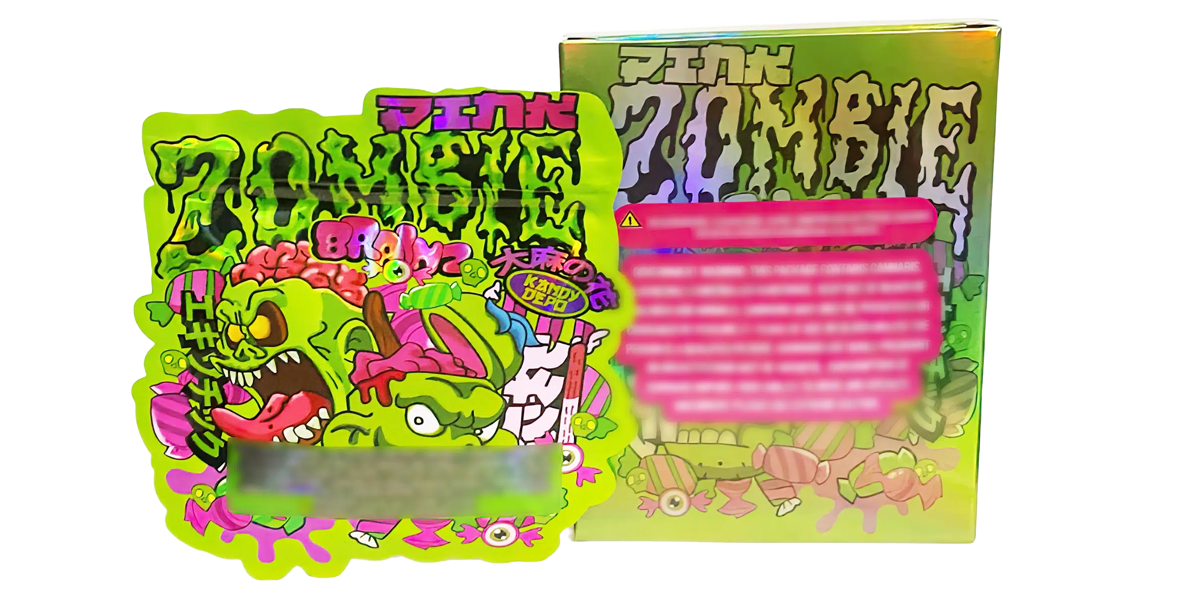 Bag-n-Box 3.5g Mylar Packaging Set (25 Count Bags + Display Boxes) - Pink Zombie Brainz BNB-Shaped-012 - Image 2