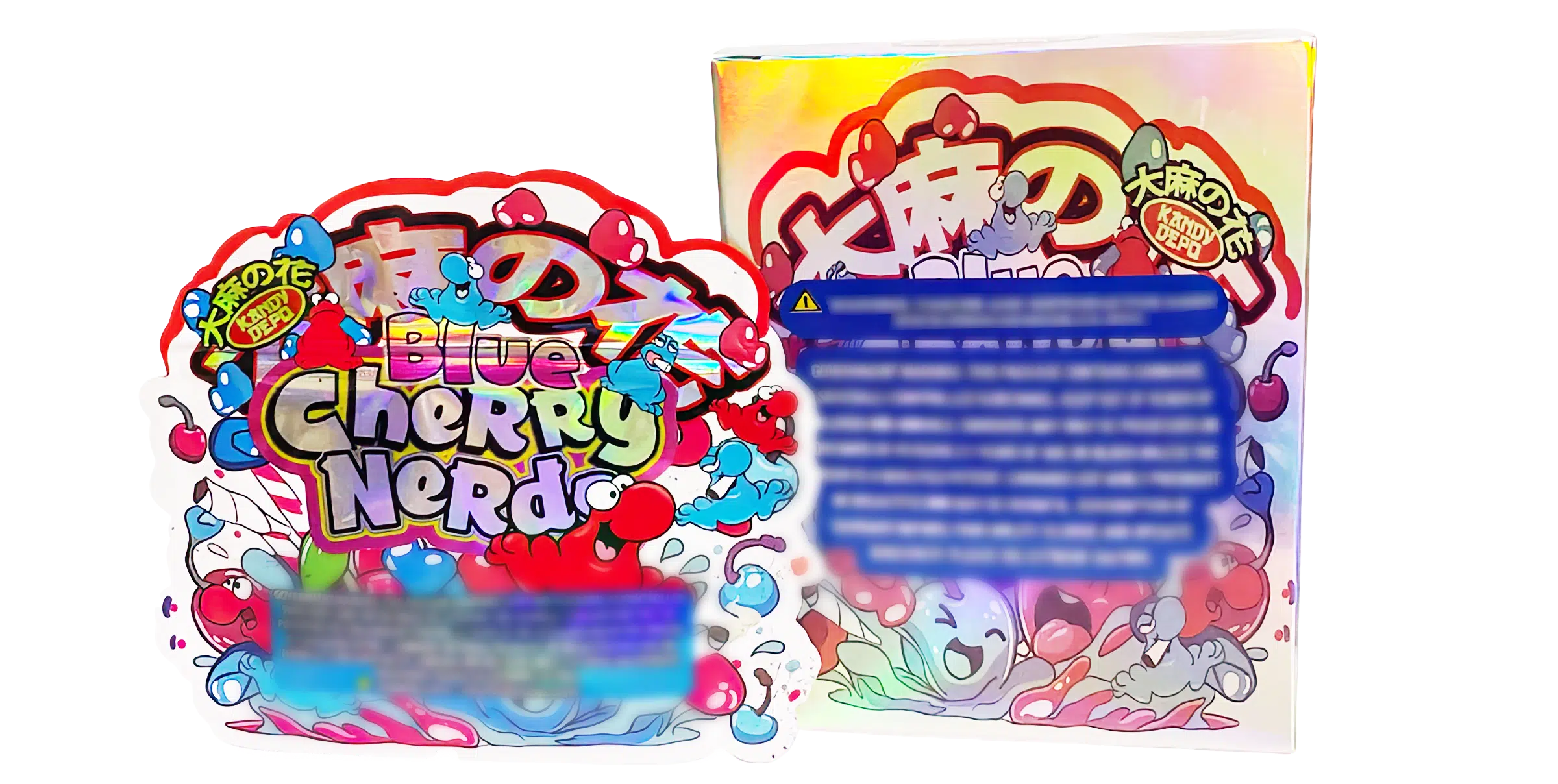 Bag-n-Box 3.5g Mylar Packaging Set (25 Count Bags + Display Boxes) - Blue Cherry Nerds BNB-Shaped-013 - Image 2