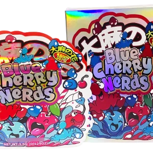 Bag-n-Box 3.5g Mylar Packaging Set (25 Count Bags + Display Boxes) - Blue Cherry Nerds BNB-Shaped-013