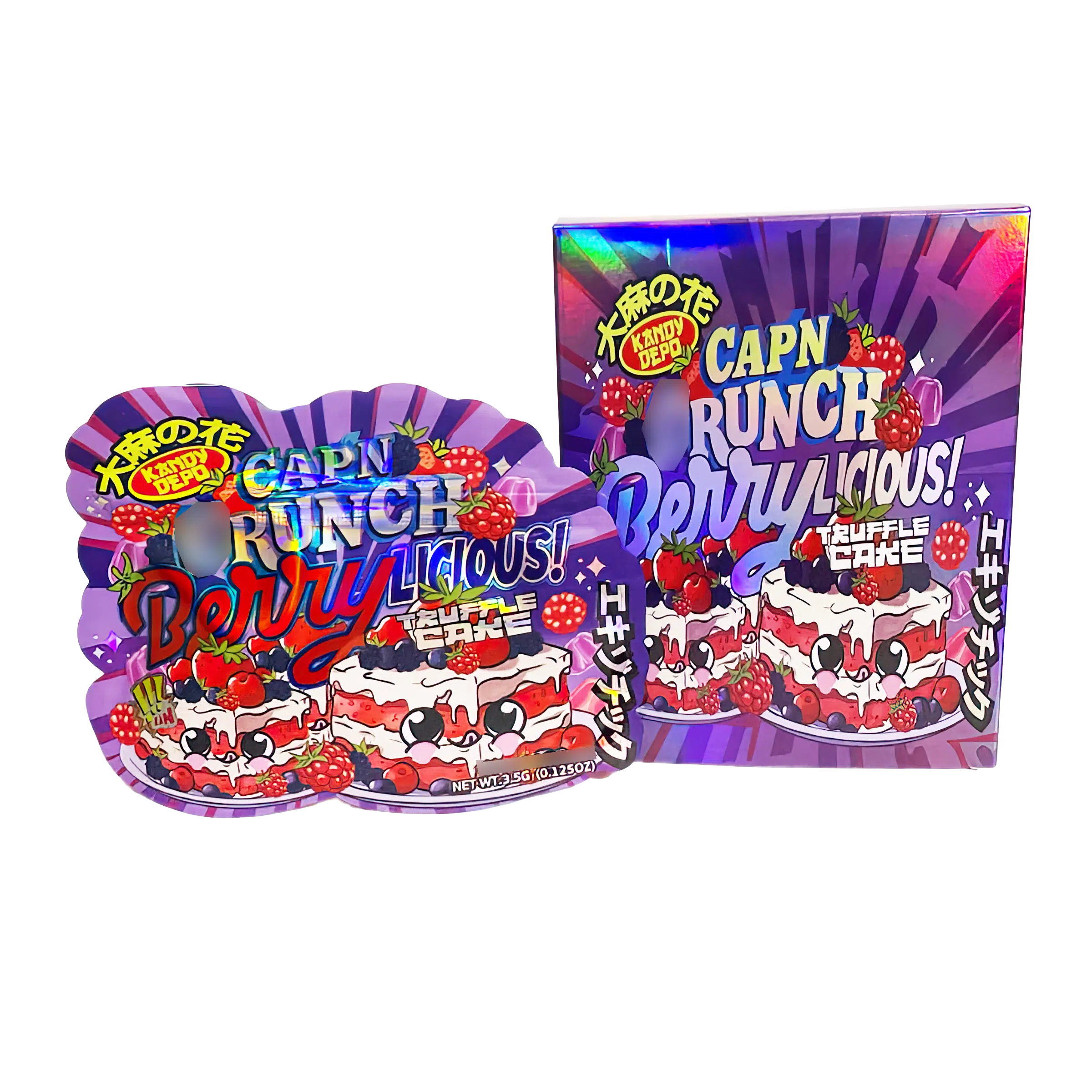 Bag-n-Box 3.5g Mylar Packaging Set (25 Count Bags + Display Boxes) - Capn Crunch Berrylicious BNB-Shaped-018