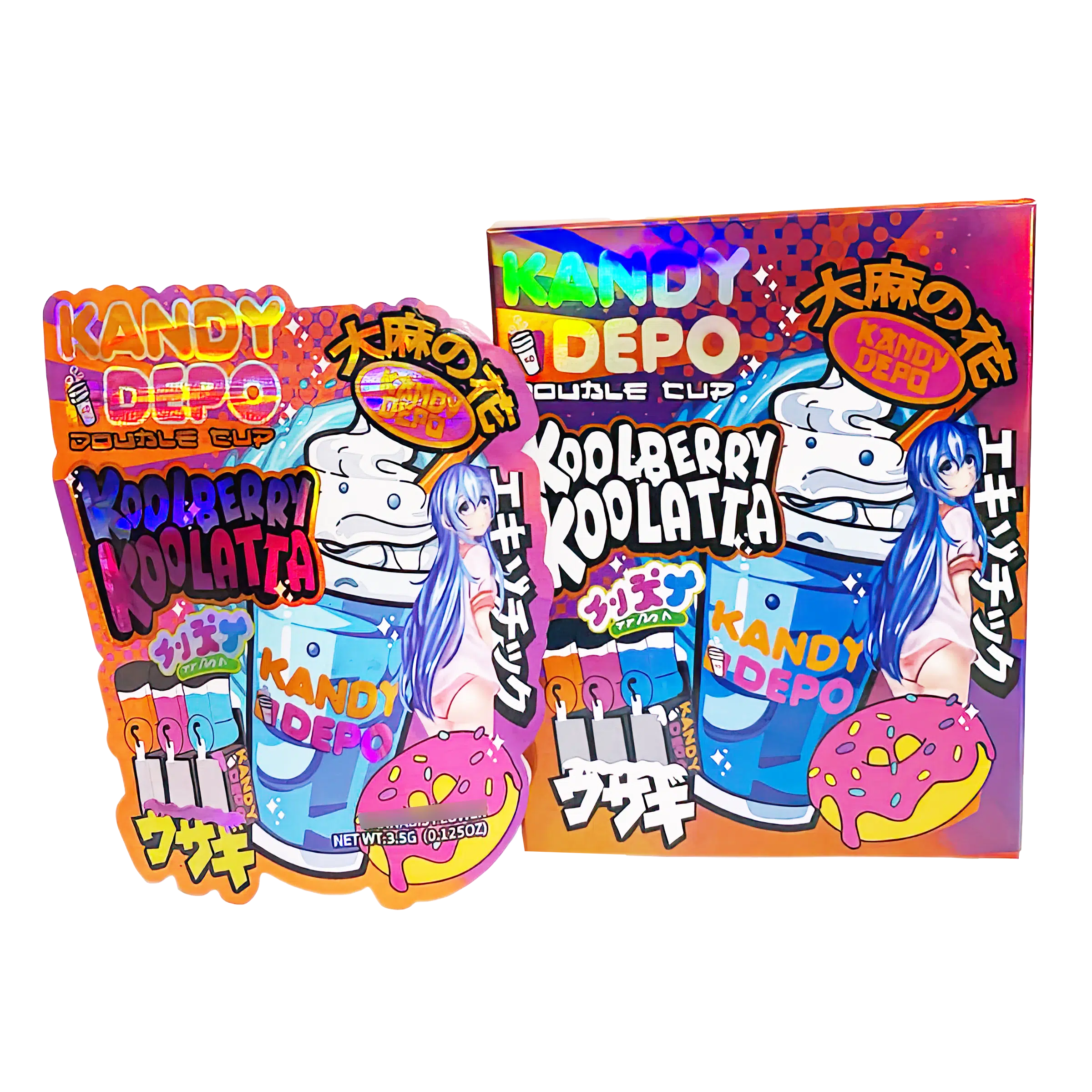 Bag-n-Box 3.5g Mylar Packaging Set (25 Count Bags + Display Boxes) - Kandy Depo Koolberry Koolatta BNB-Shaped-020