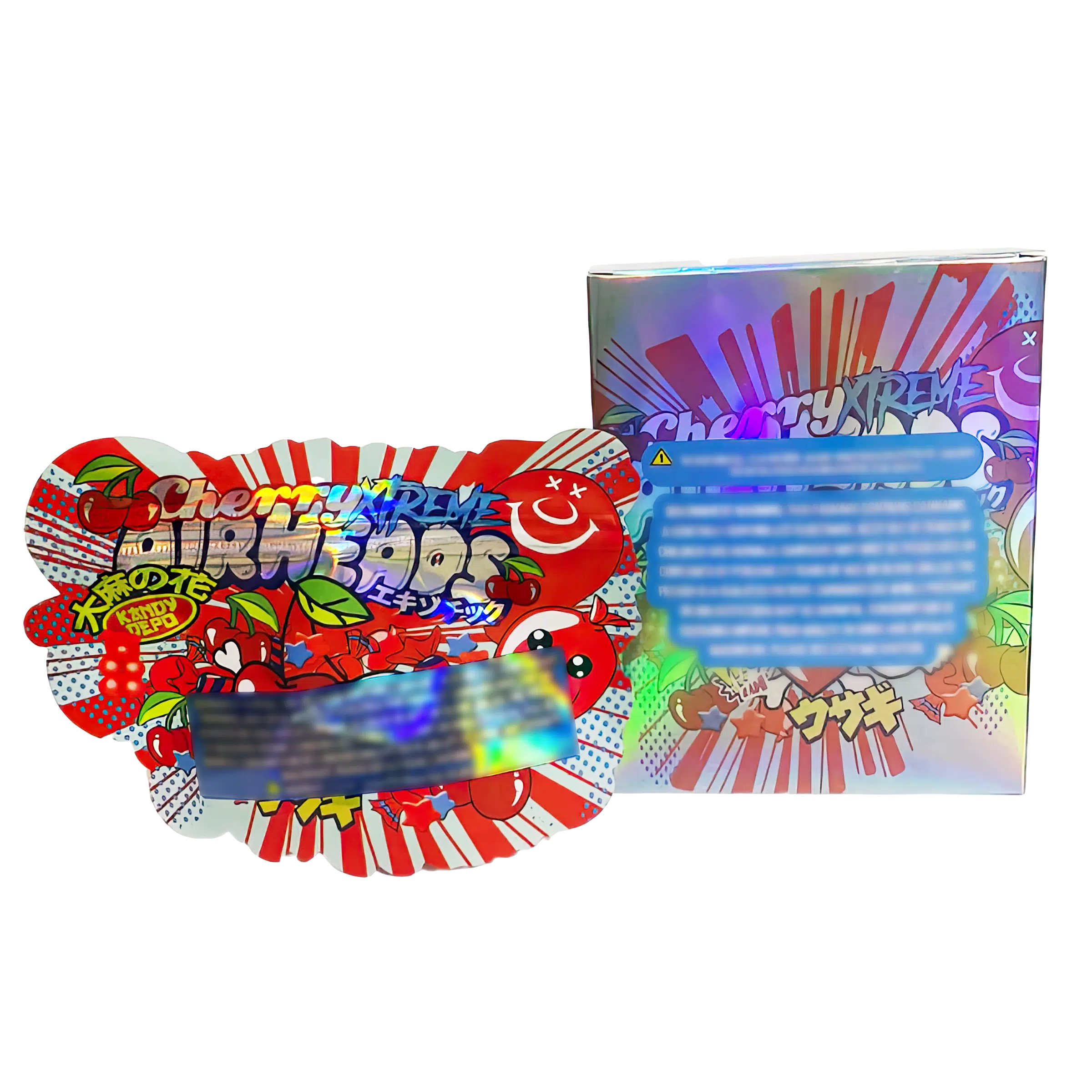 Bag-n-Box 3.5g Mylar Packaging Set (25 Count Bags + Display Boxes) - Cherry Xtreme Airheads BNB-Shaped-022 - Image 2