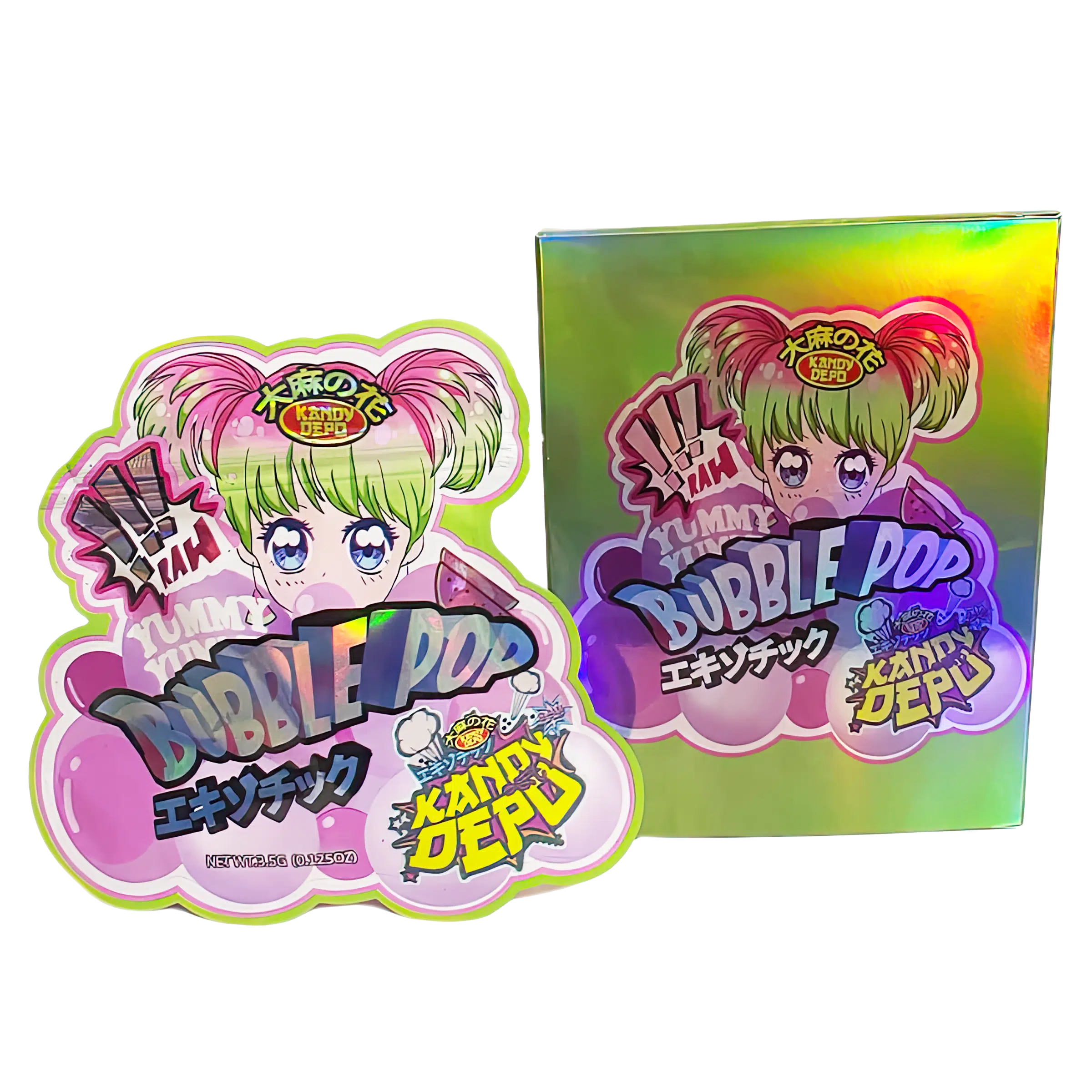 Bag-n-Box 3.5g Mylar Packaging Set (25 Count Bags + Display Boxes) - Bubble Pop Kandy Depo BNB-Shaped-027