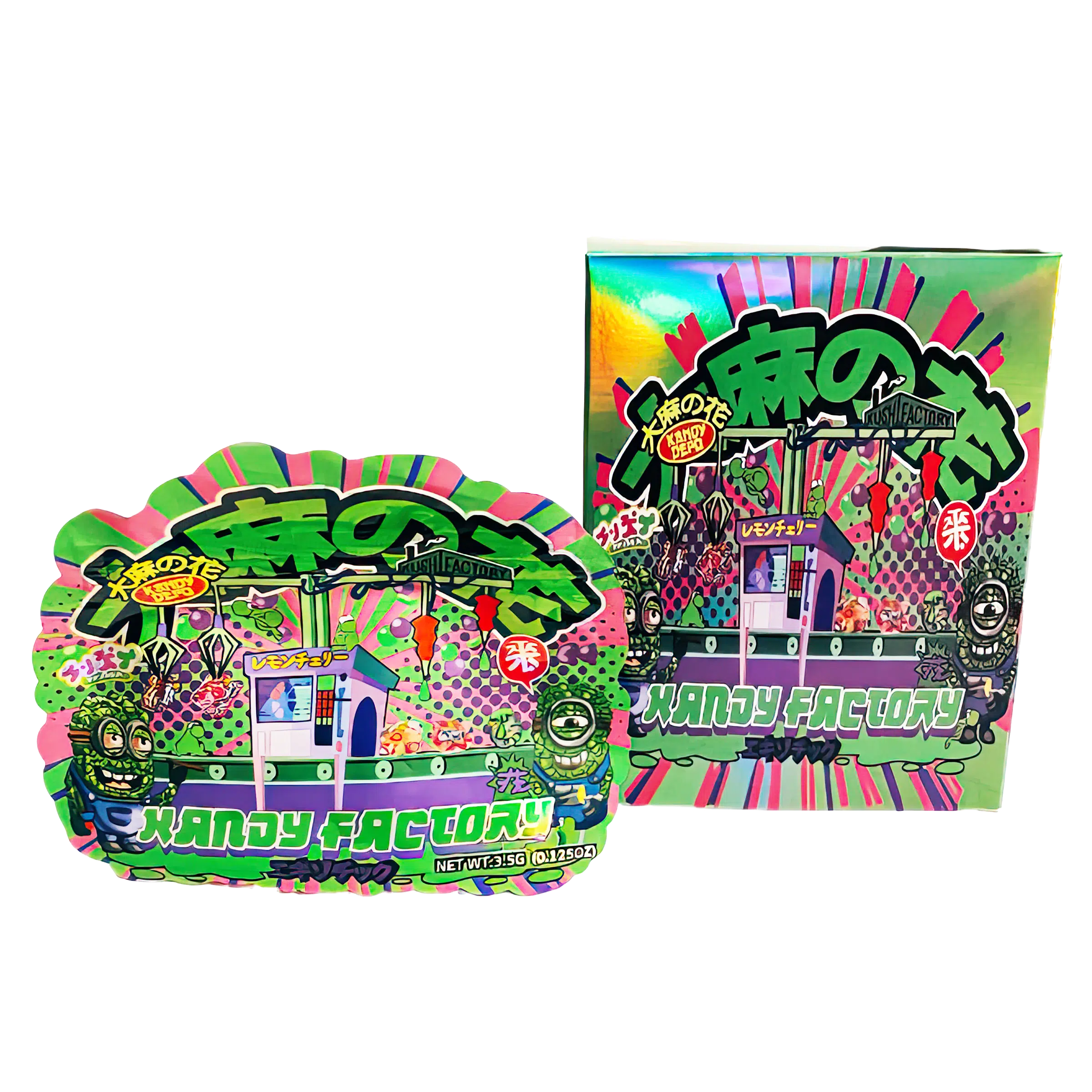 Bag-n-Box 3.5g Mylar Packaging Set (25 Count Bags + Display Boxes) - Kandy Factory BNB-Shaped-028