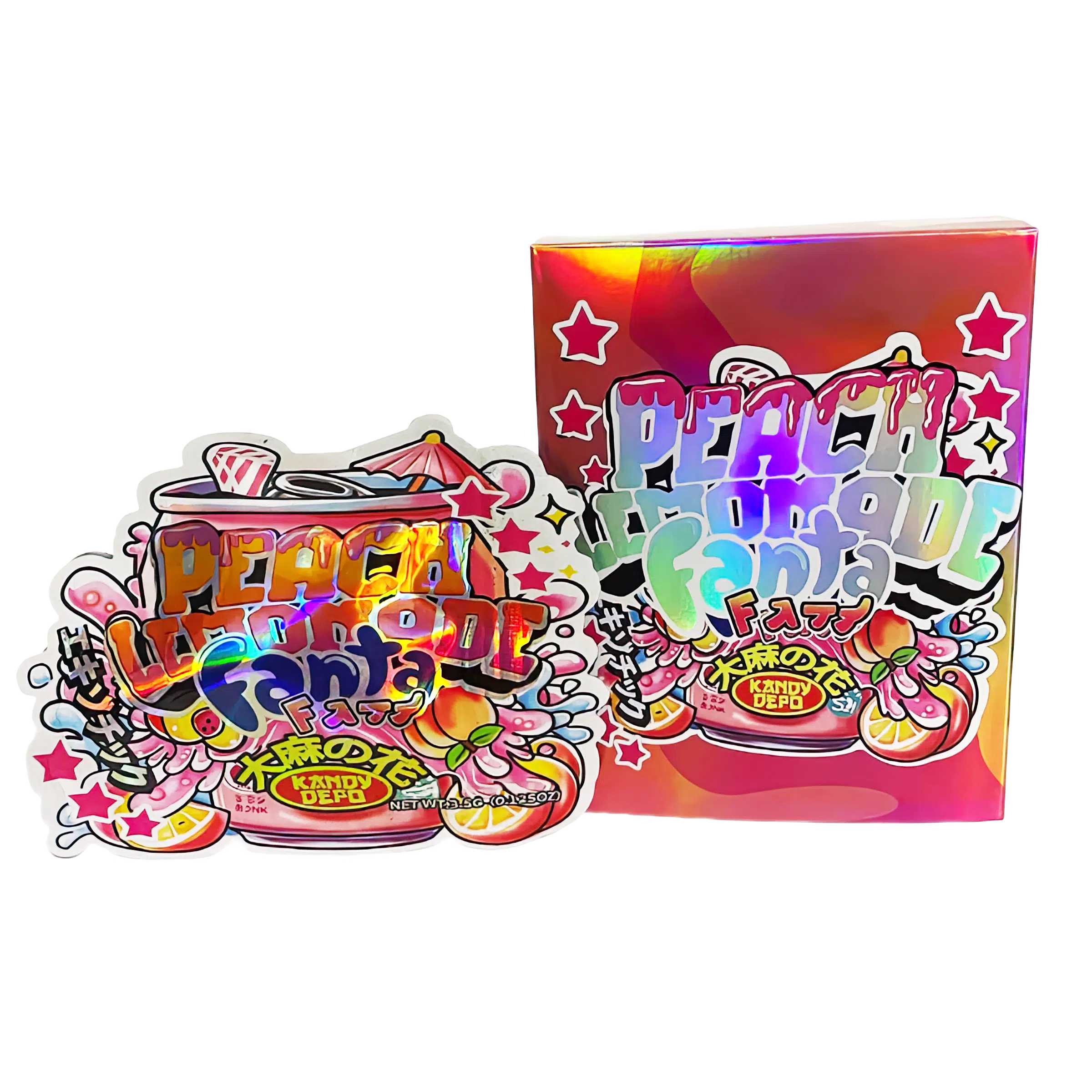 Bag-n-Box 3.5g Mylar Packaging Set (25 Count Bags + Display Boxes) - Peach Lemonade Fanta BNB-Shaped-029