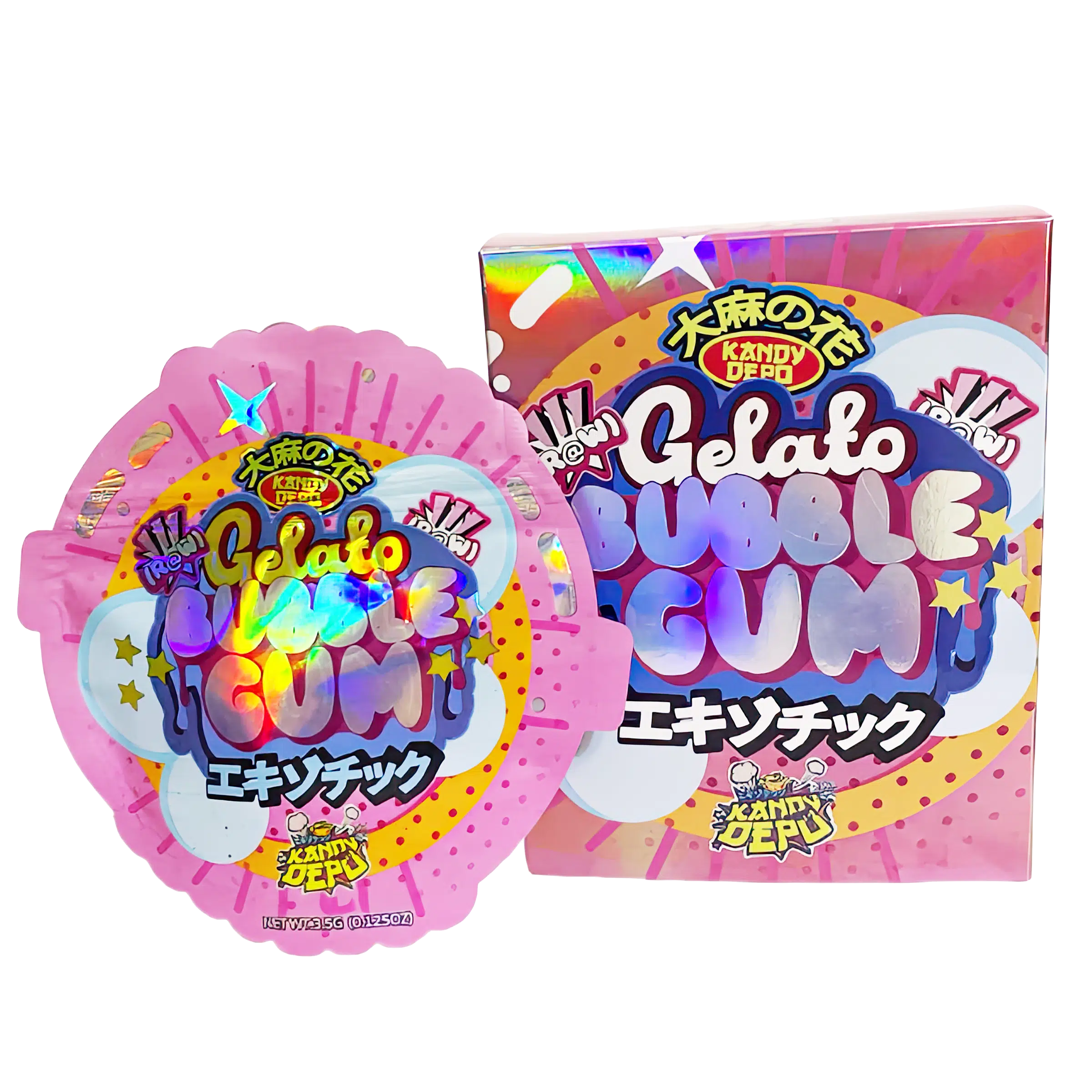 Bag-n-Box 3.5g Mylar Packaging Set (25 Count Bags + Display Boxes) - Gelato Bubble Gum BNB-Shaped-030