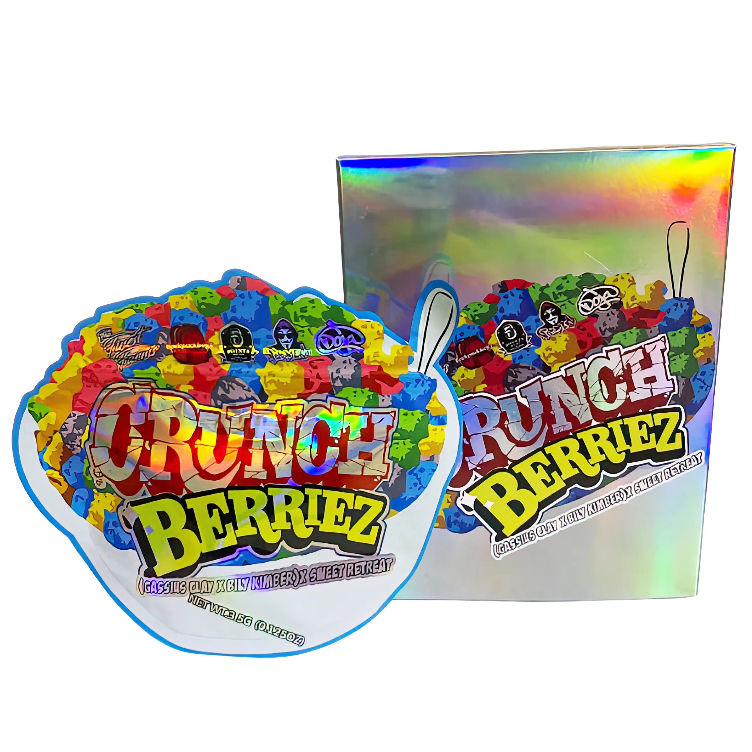 Bag-n-Box 3.5g Mylar Packaging Set (25 Count Bags + Display Boxes) - Crunch Berriez BNB-Shaped-031