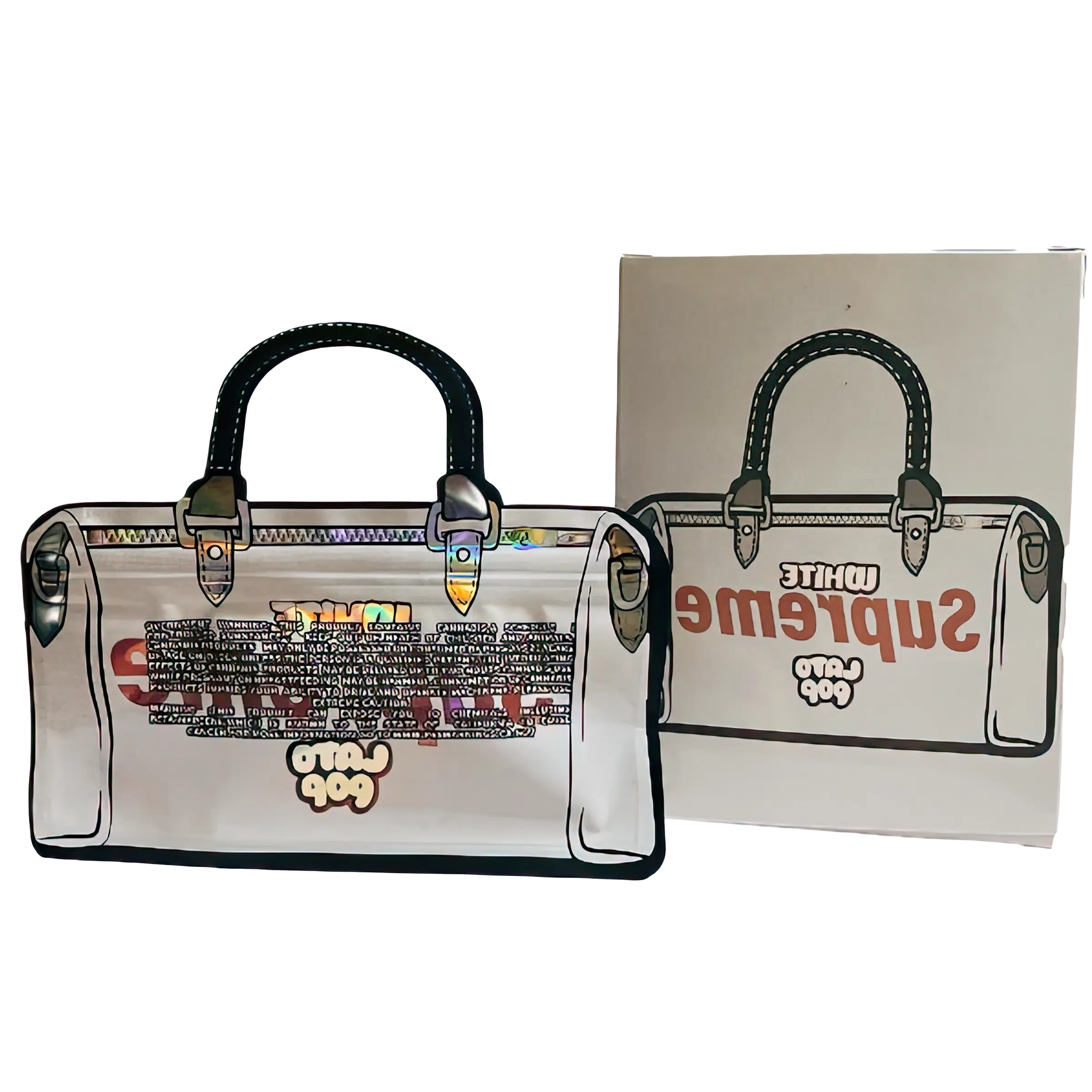 Bag-n-Box 3.5g Mylar Packaging Set (25 Count Bags + Display Boxes) - White Supreme Latopop BNB-Shaped-038 - Image 2