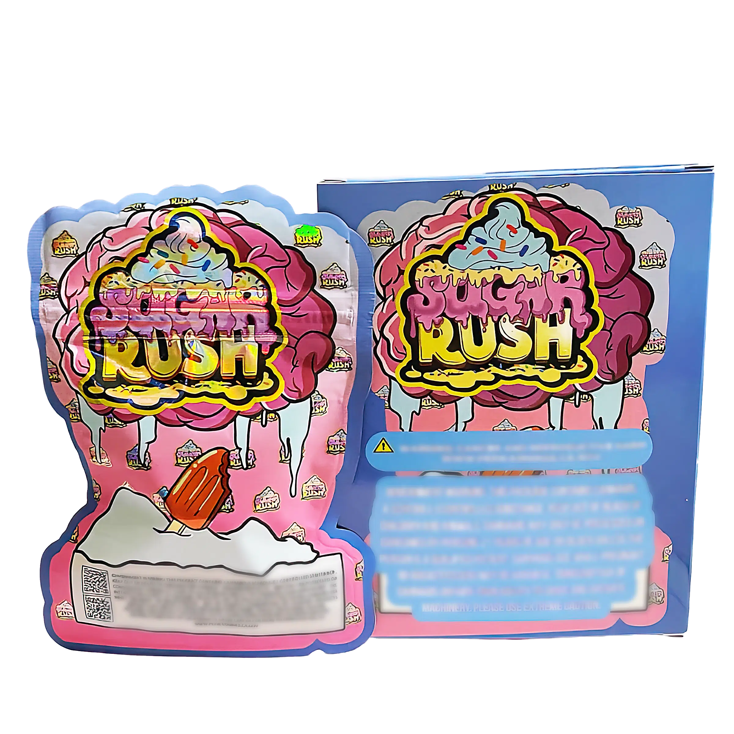 Bag-n-Box 3.5g Mylar Packaging Set (25 Count Bags + Display Boxes) - Brain Freeze BNB-Shaped-050 - Image 2