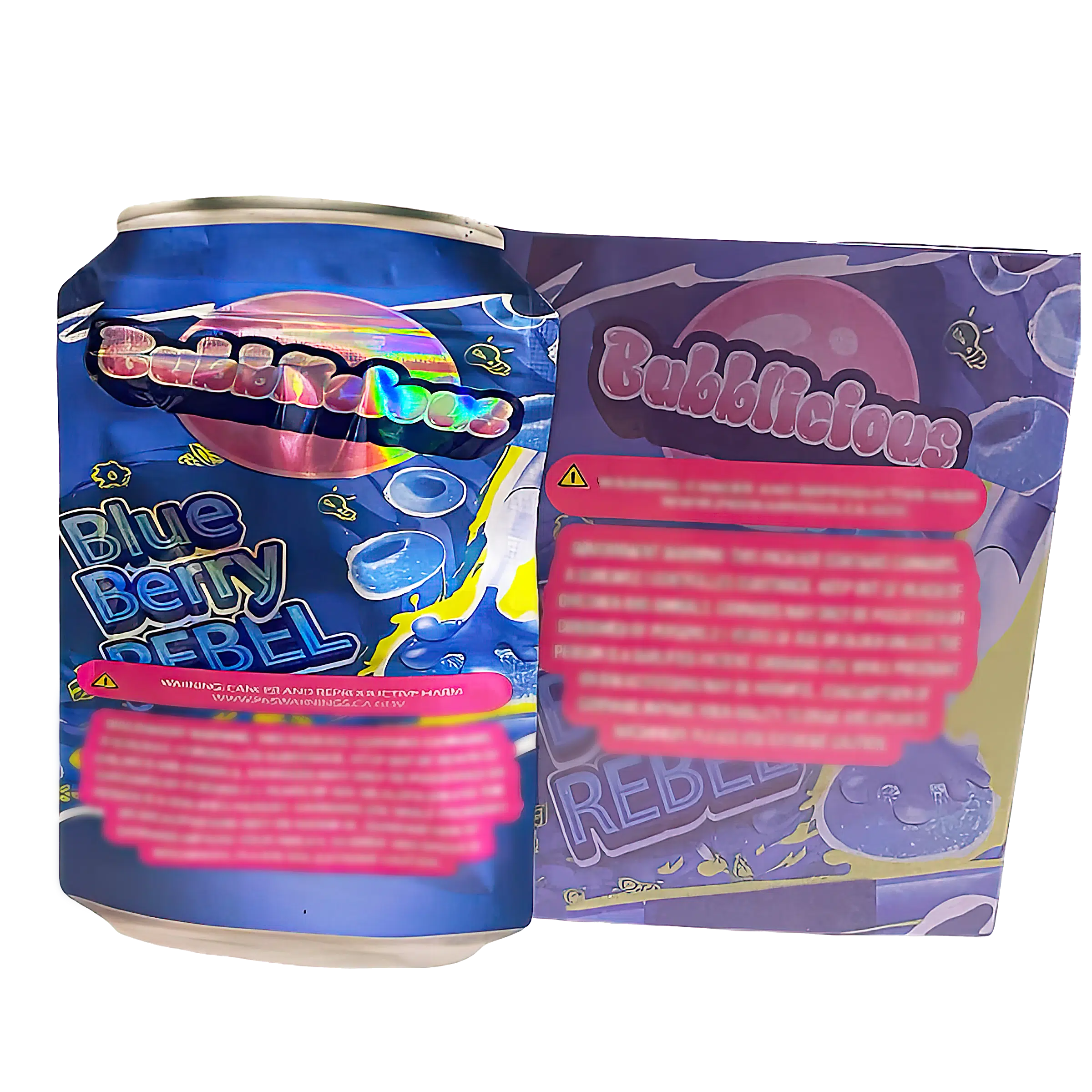 Bag-n-Box 3.5g Mylar Packaging Set (25 Count Bags + Display Boxes) - Bubblicious Blueberry Rebel BNB-Shaped-054 - Image 2
