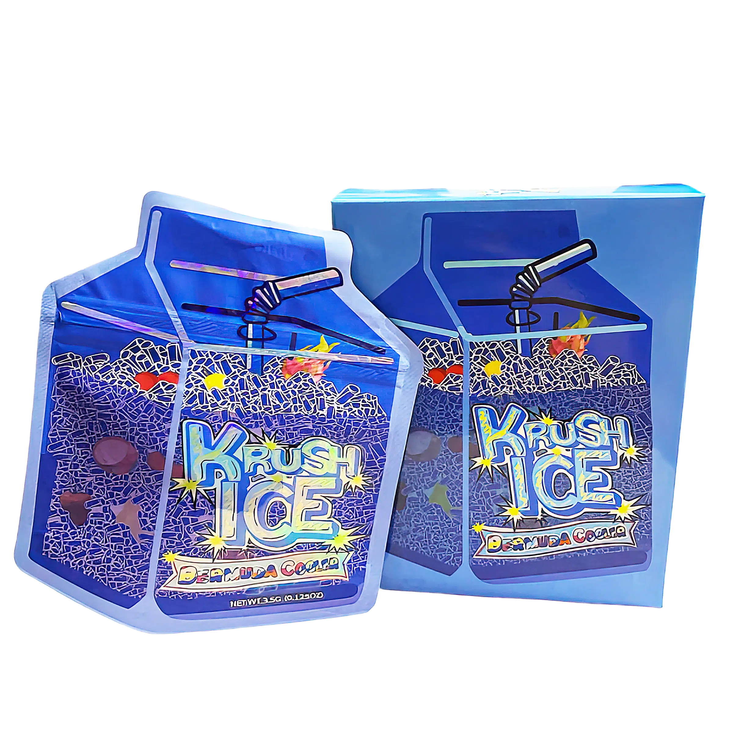 Bag-n-Box 3.5g Mylar Packaging Set (25 Count Bags + Display Boxes) - Krush Ice BNB-Shaped-055