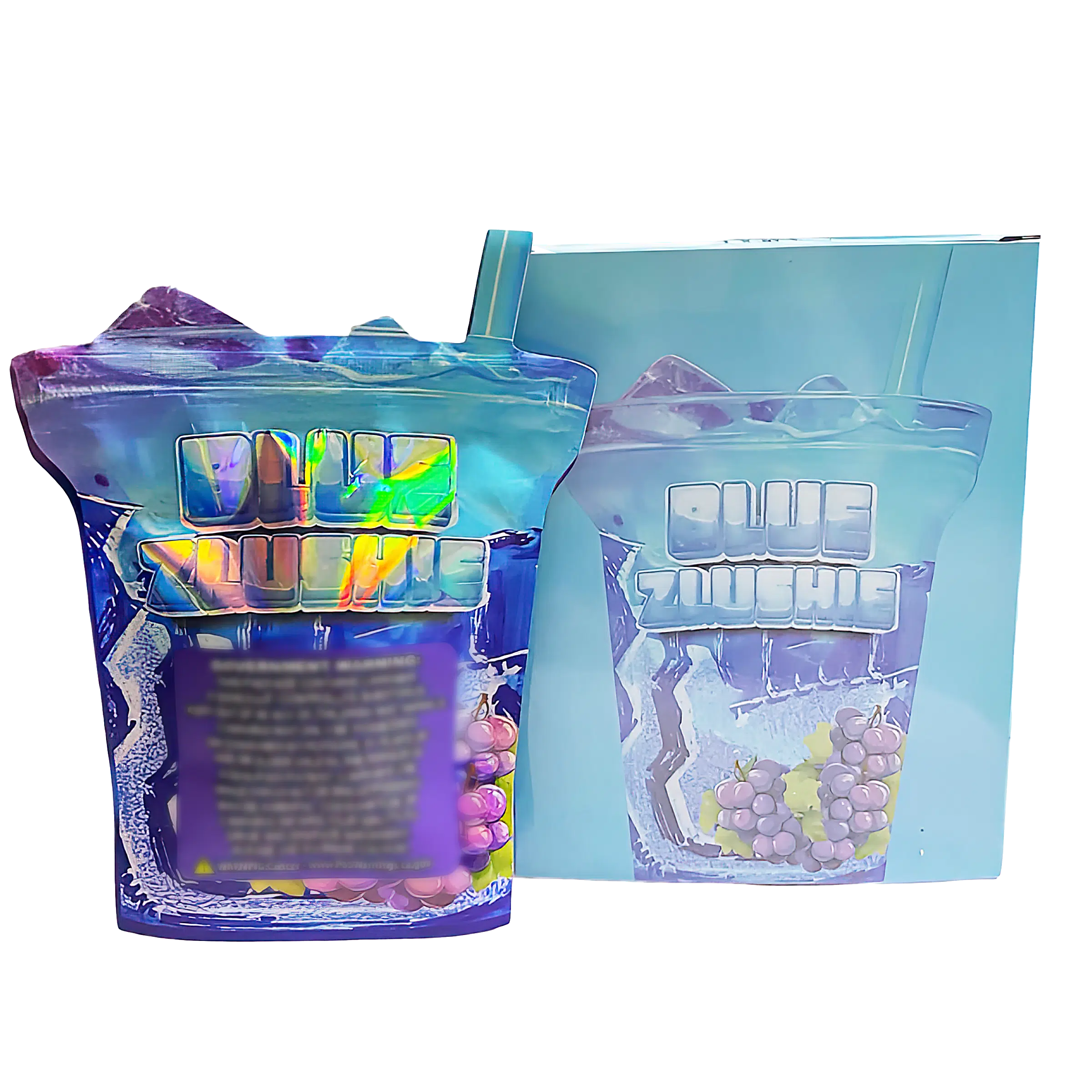 Bag-n-Box 3.5g Mylar Packaging Set (25 Count Bags + Display Boxes) - Blue Zlushie BNB-Shaped-058 - Image 2