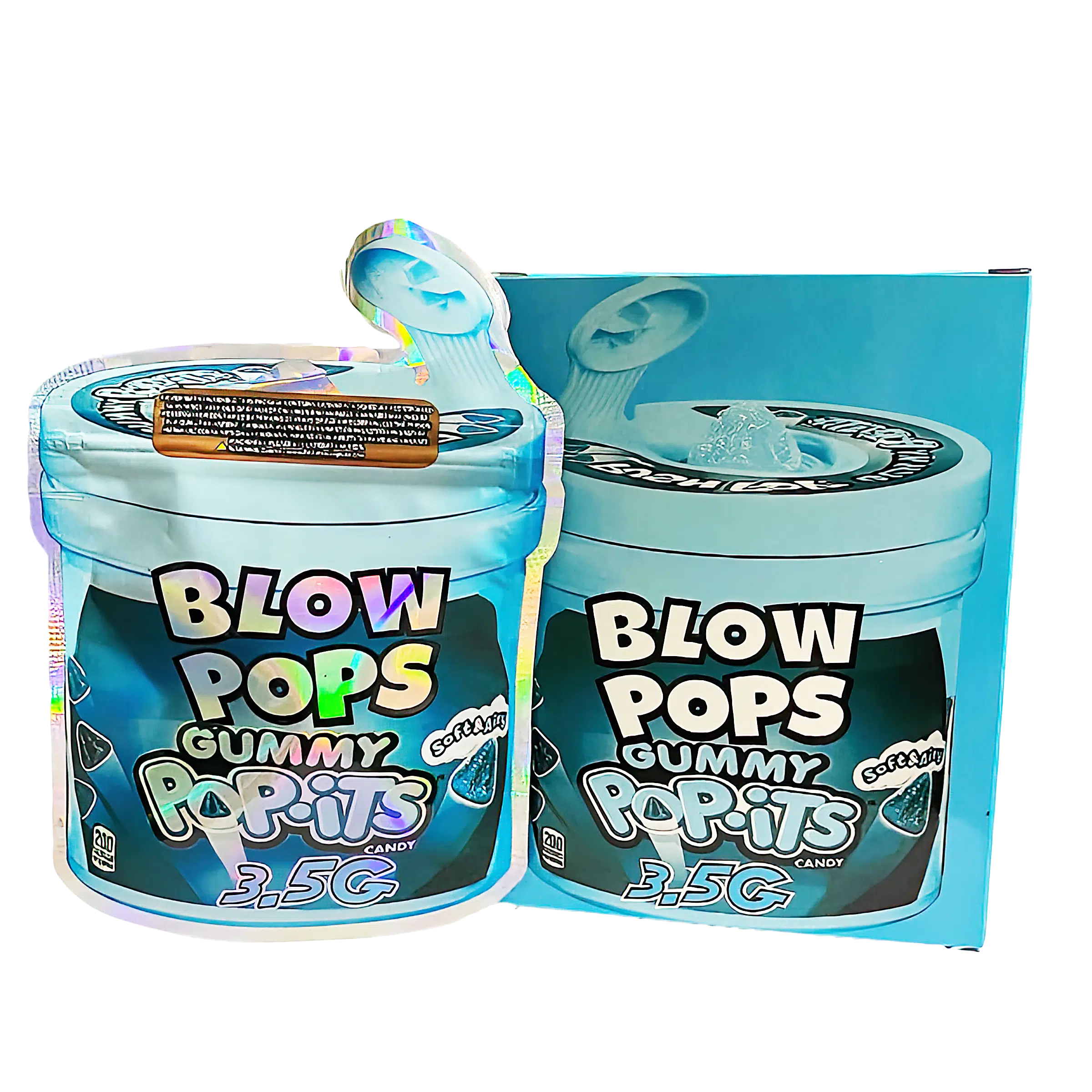 Bag-n-Box 3.5g Mylar Packaging Set (25 Count Bags + Display Boxes) - Blow Pops Gummy Popits BNB-Shaped-059 - Image 2