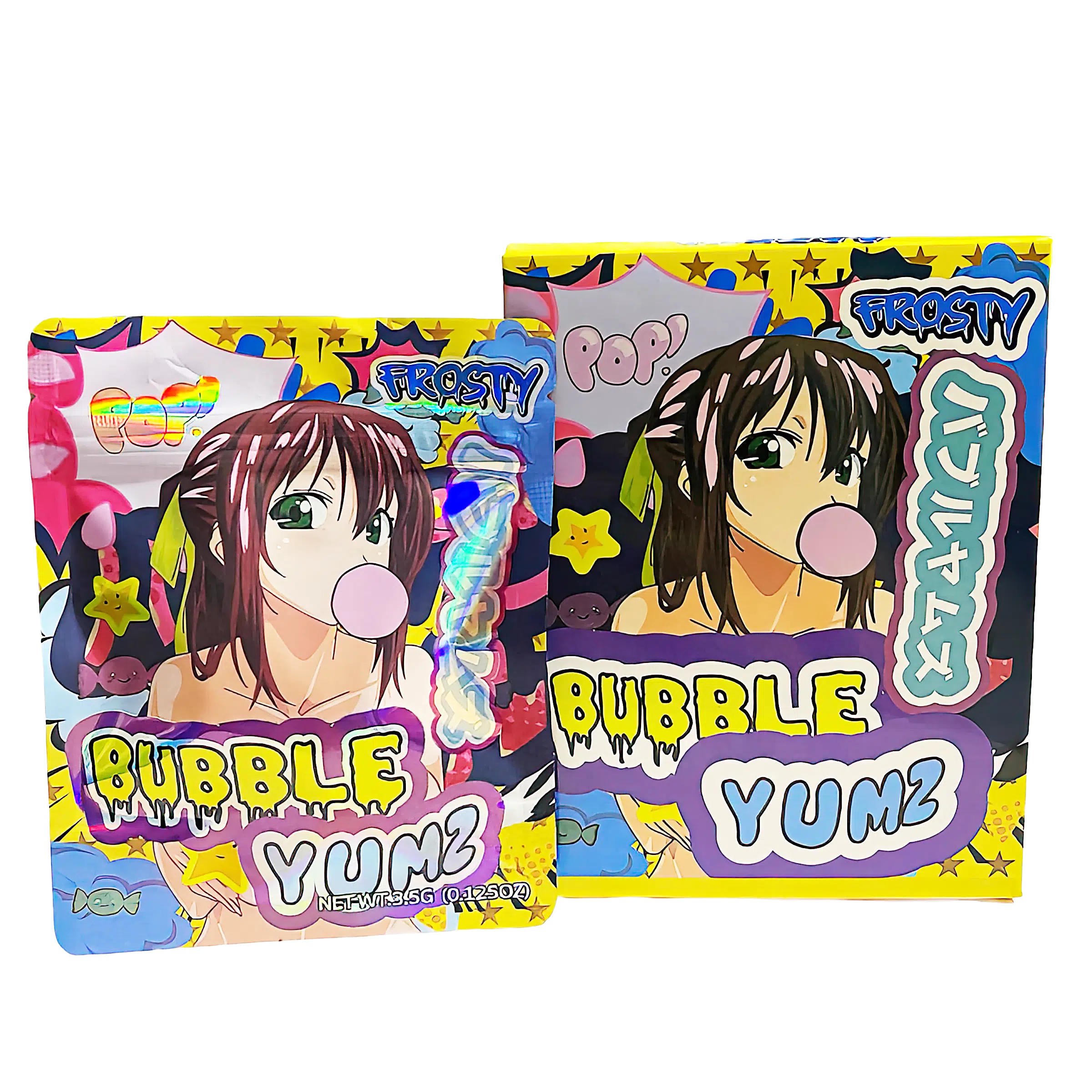 Bag-n-Box 3.5g Mylar Packaging Set (25 Count Bags + Display Boxes) - Bubble Yumz BNB-Shaped-063