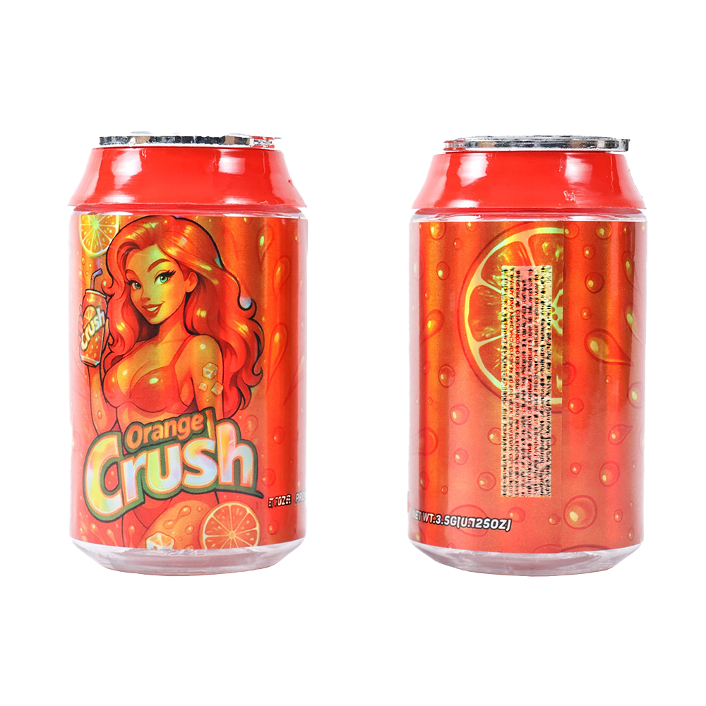 3.5g Plastic Soda Can Jar - (12 Count) Orange Crush CANJAR-009