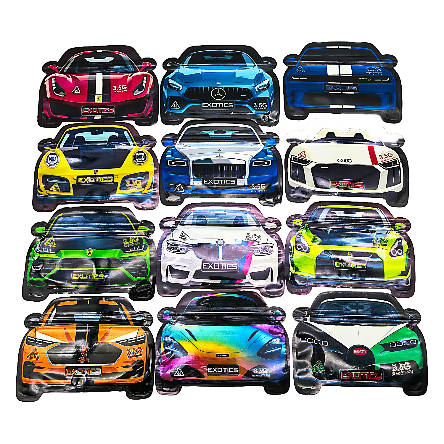 3.5g Die Cut Shaped Mylar Bag - (50 Count) Car Dodge SRT CARSMB-35-011 - Image 2
