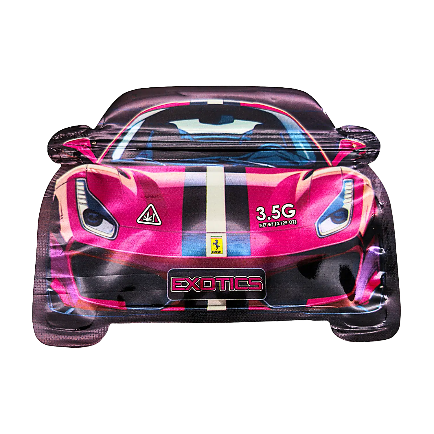 3.5g Die Cut Shaped Mylar Bag - (50 Count) Car Red Ferrari CARSMB-35-001