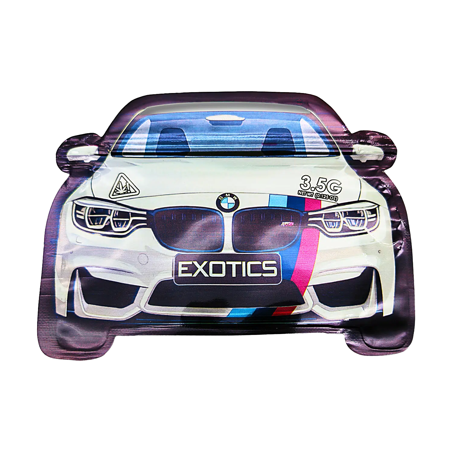 3.5g Die Cut Shaped Mylar Bag - (50 Count) Car White BMW CARSMB-35-003