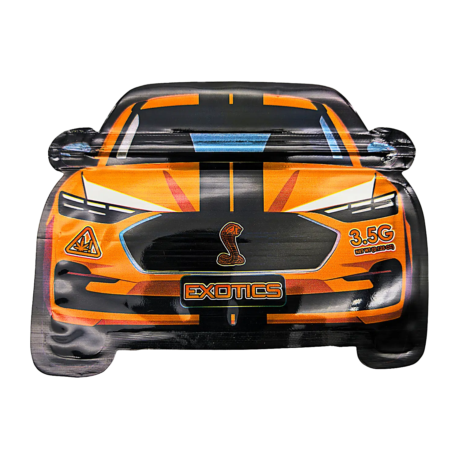 3.5g Die Cut Shaped Mylar Bag - (50 Count) Car Orange Cobra CARSMB-35-007