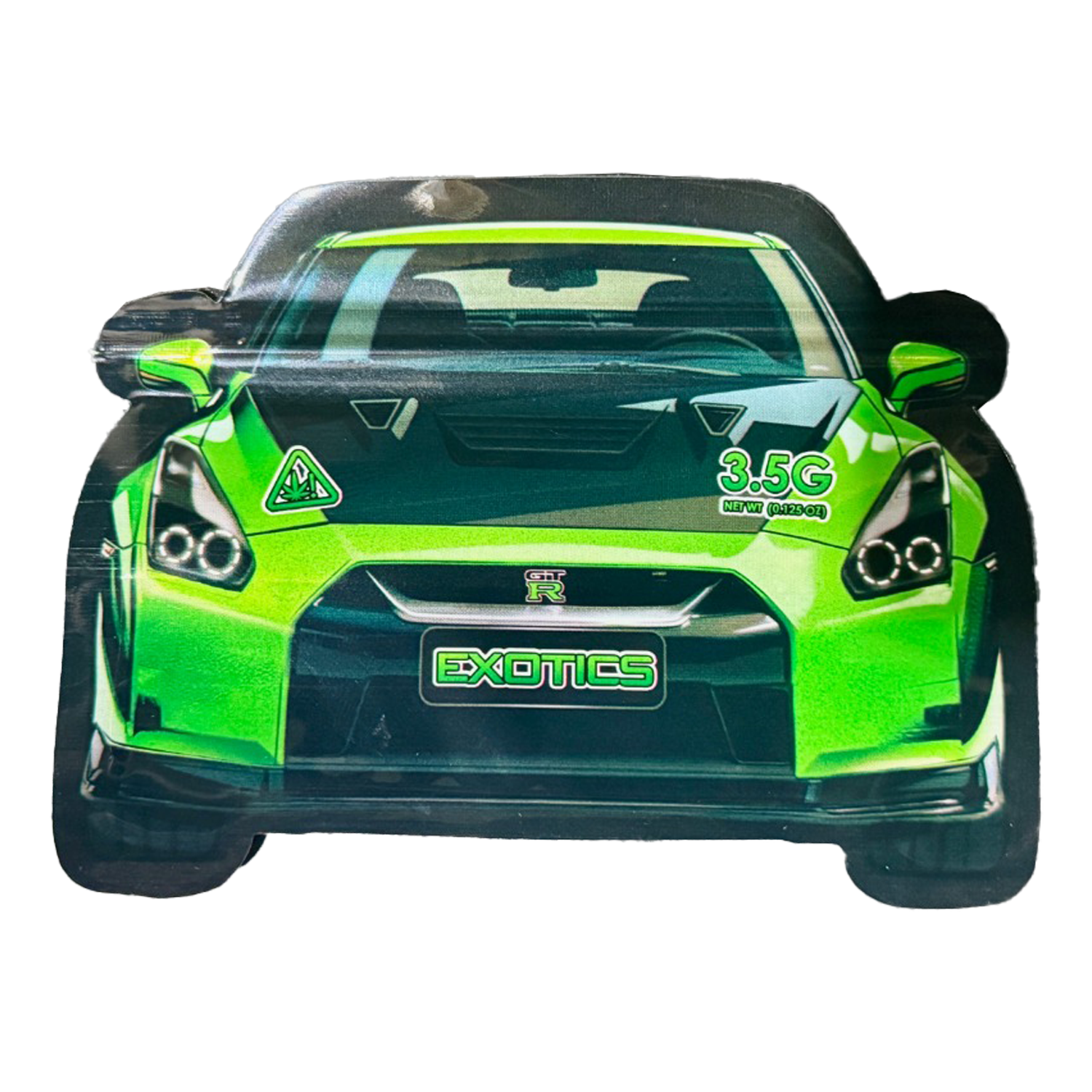 3.5g Die Cut Shaped Mylar Bag - (50 Count) Green Nissan CARSMB-35-012
