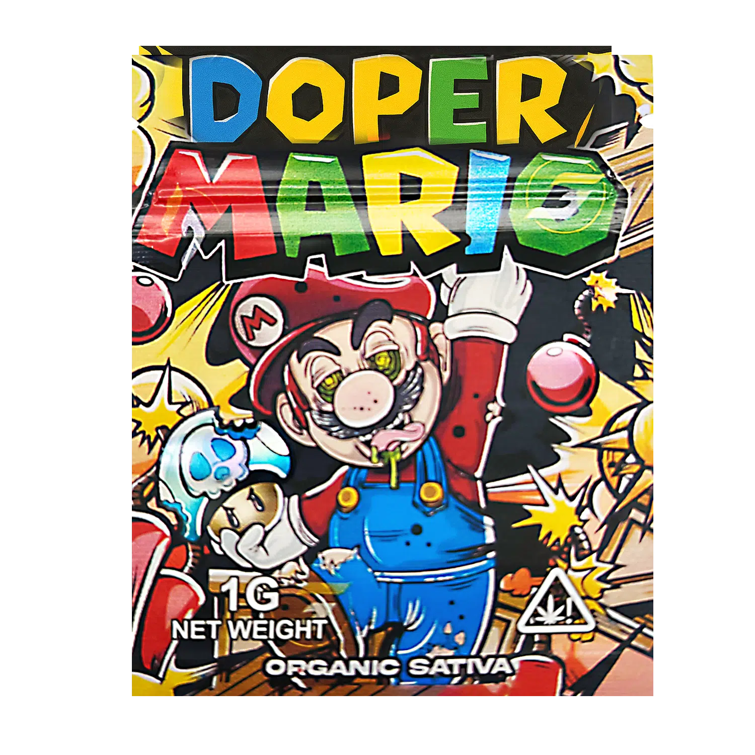 1 Gram Mylar Bag – Premium Smell-Proof Flower Packaging - Doper Mario Organic Sativa (100 Count) CMB-1G-128