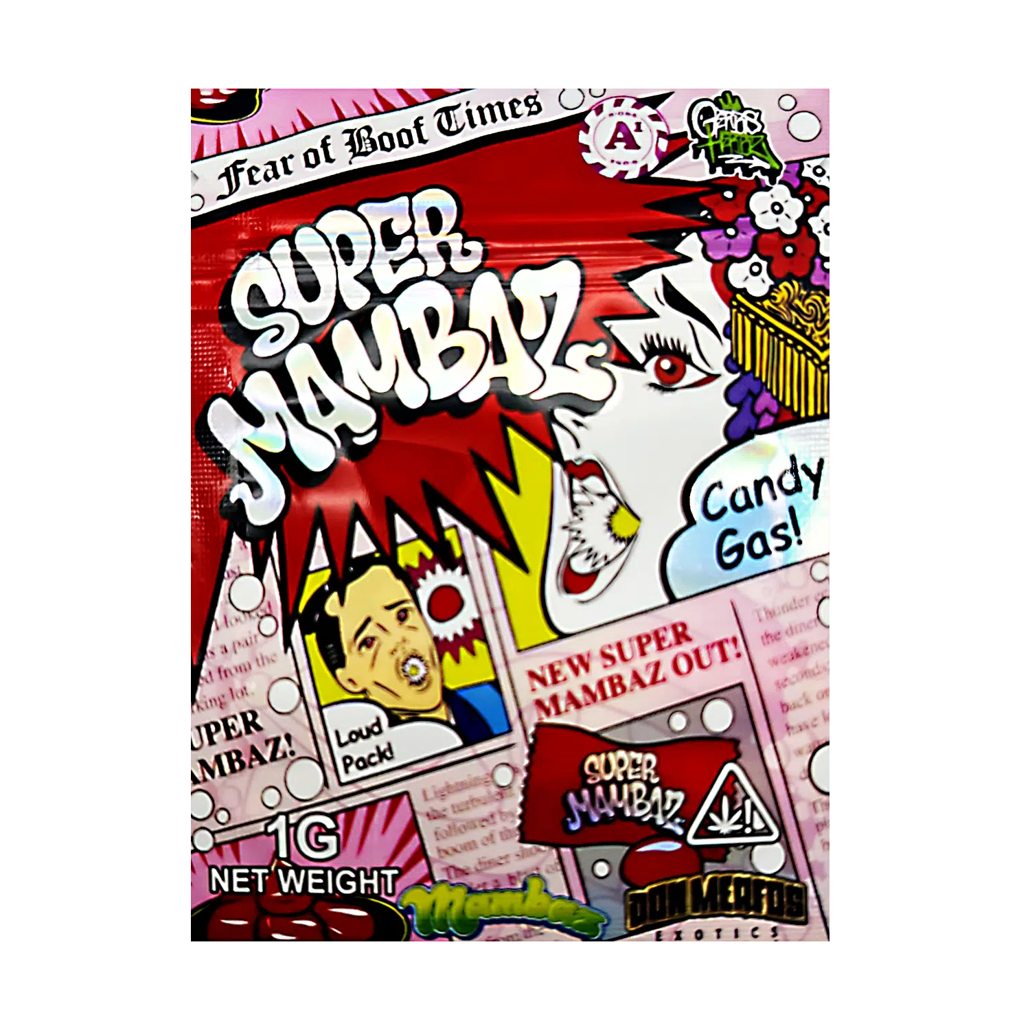 1 Gram Mylar Bag – Premium Smell-Proof Flower Packaging - Super Mambaz Candy Gas (100 Count) CMB-1G-169
