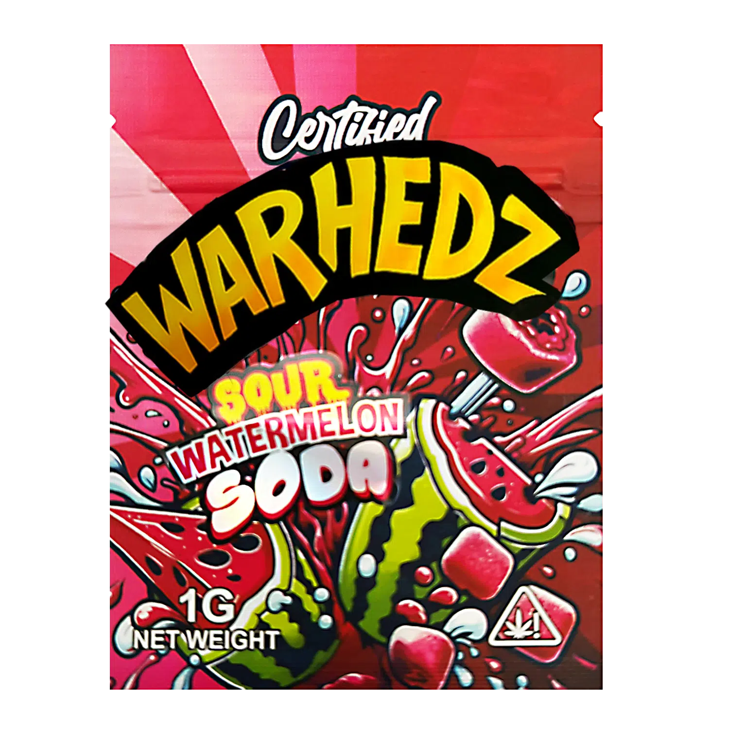 1 Gram Mylar Bag – Premium Smell-Proof Flower Packaging - Warhedz Sour Waternelon Soda (100 Count) CMB-1G-173