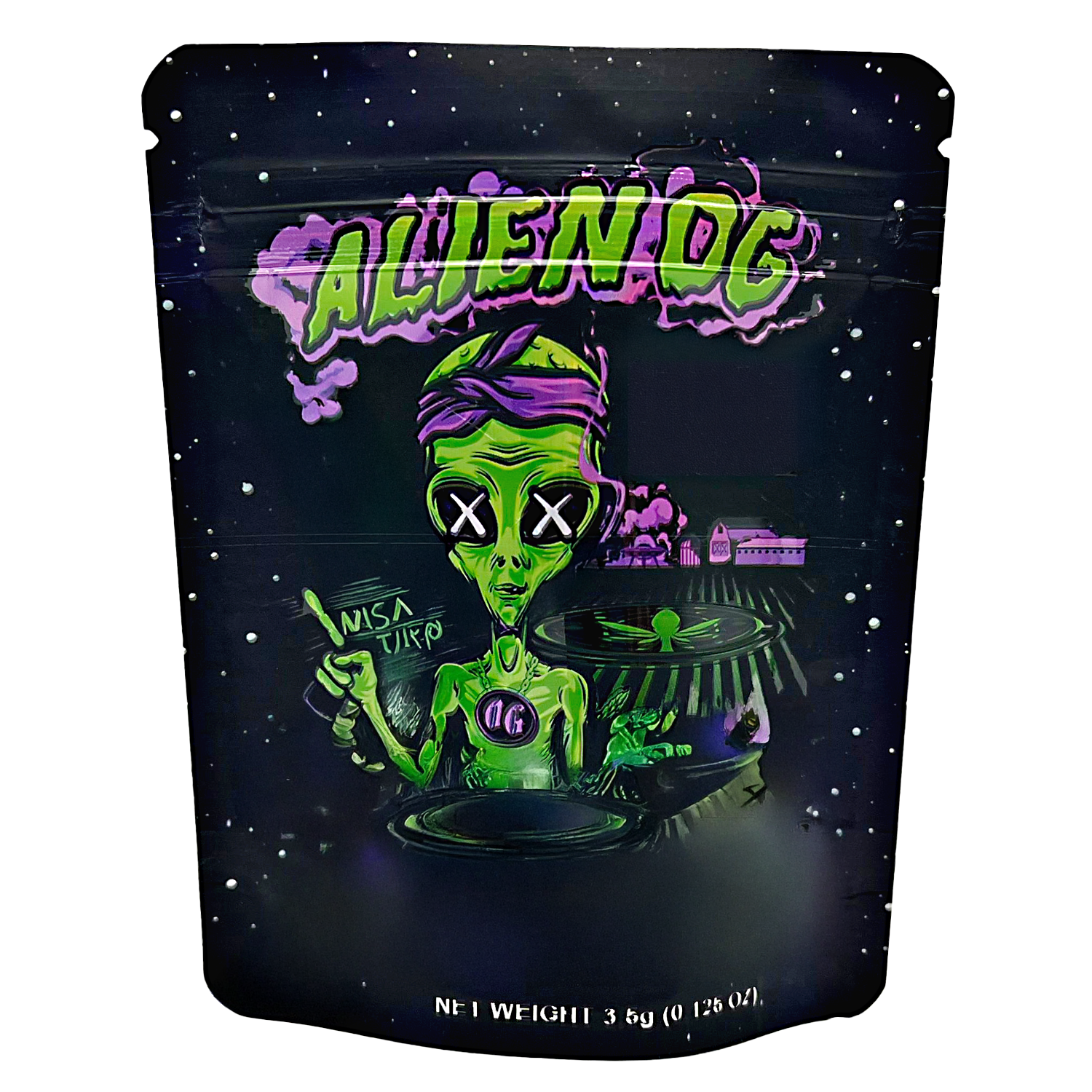 3.5 Gram Mylar Bag – Premium Smell-Proof Packaging - Alien OG Hush (50 Count) CMB-35G-007