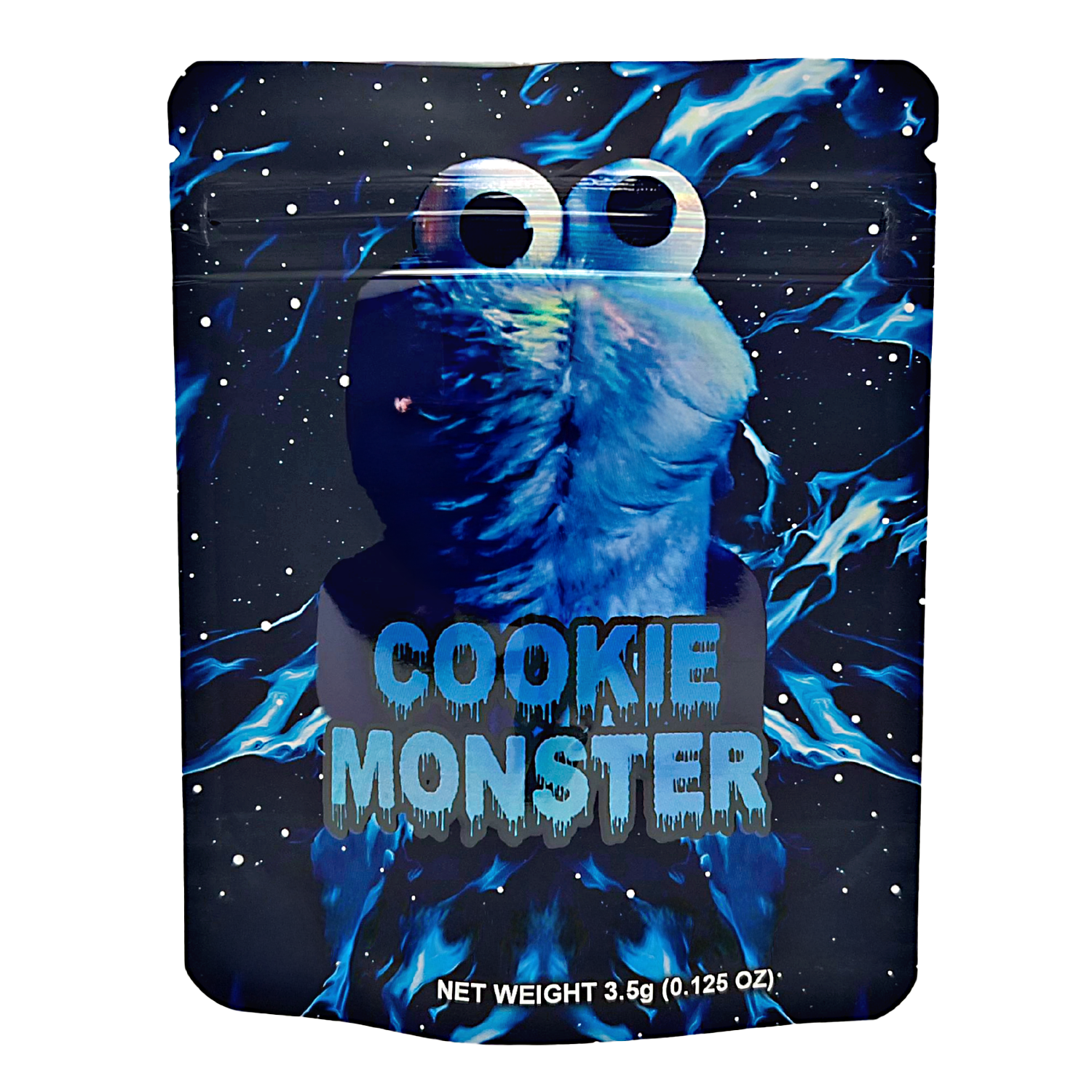 3.5 Gram Mylar Bag – Premium Smell-Proof Packaging - Cookie Monster (50 Count) CMB-35G-028