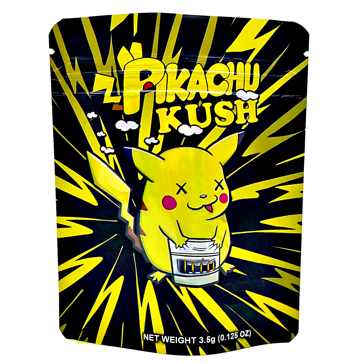 3.5 Gram Mylar Bag – Premium Smell-Proof Packaging - Pikachu Kush (50 Count) CMB-35G-075