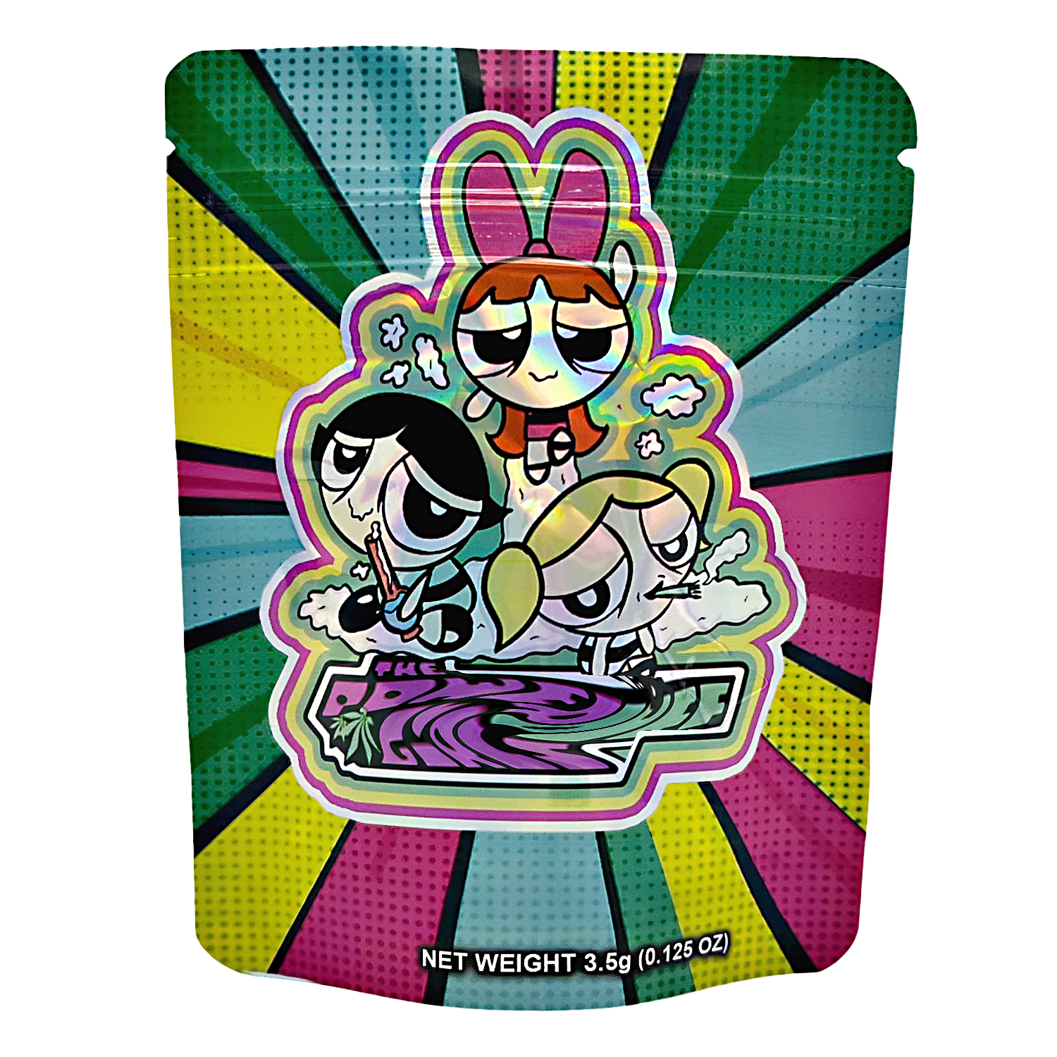 3.5 Gram Mylar Bag – Premium Smell Packaging - Power Puff (50 Count) CMB-35G-079