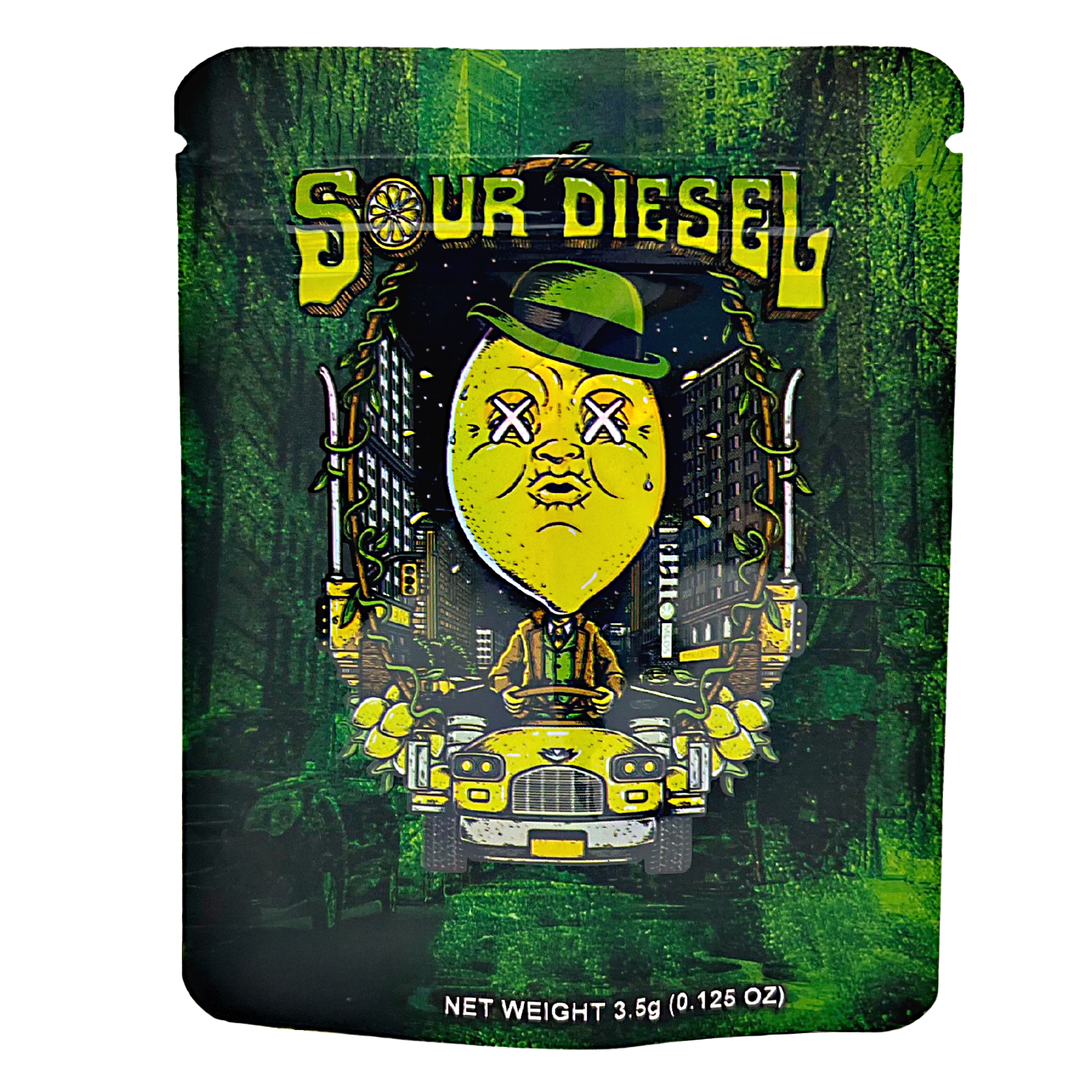 3.5 Gram Mylar Bag – Premium Smell-Proof Packaging - Sour Diesel Lemon (50 Count) CMB-35G-090